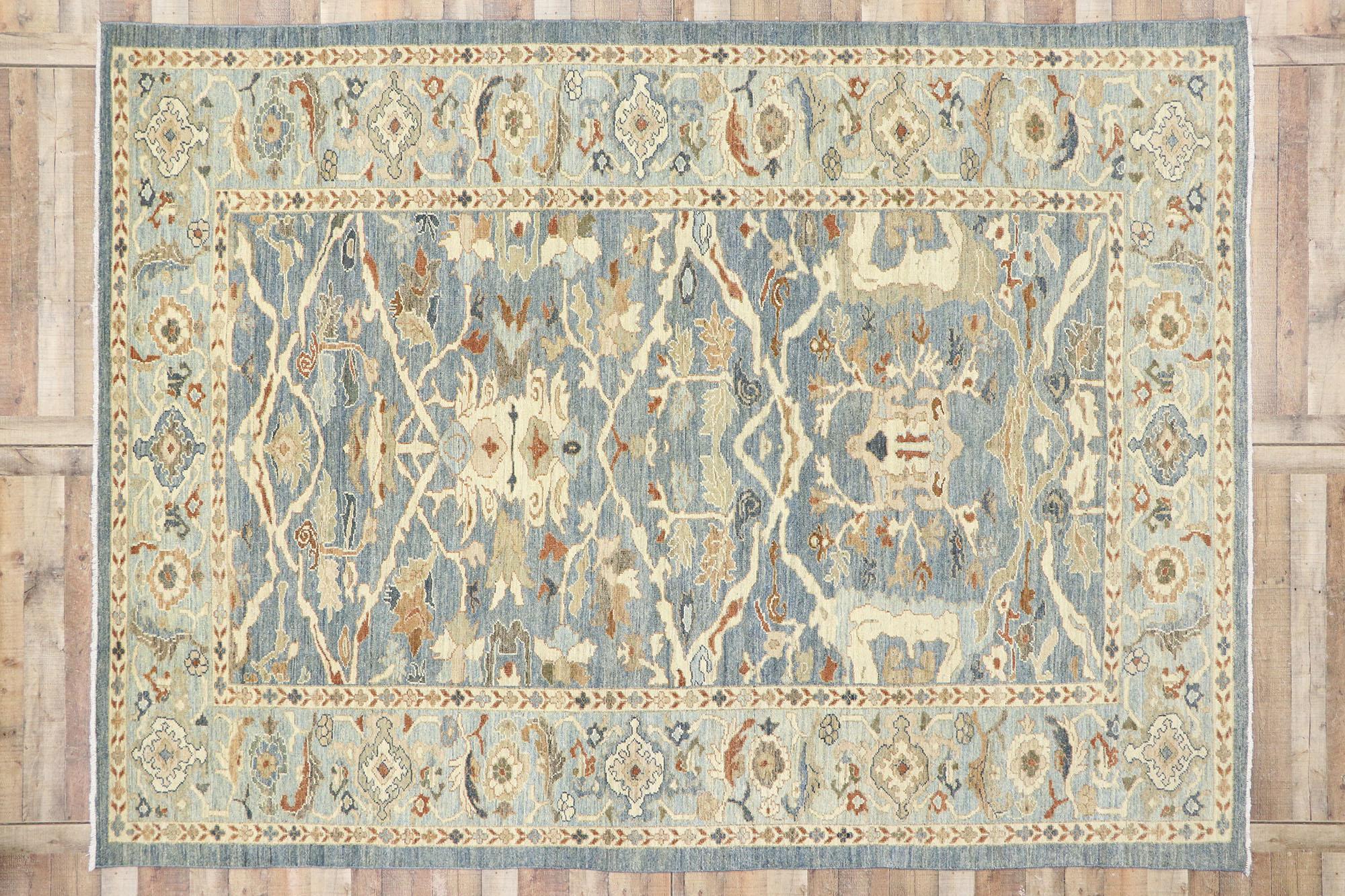 New Contemporary Blue Persian Sultanabad Rug For Sale 2
