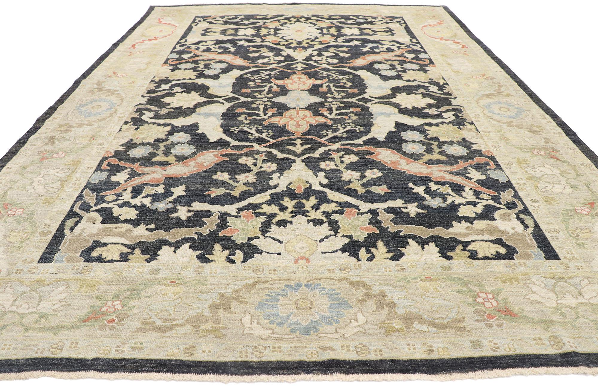 Neuer moderner türkischer Sultanabad-Teppich im traditionellen Stil (Handgeknüpft) im Angebot