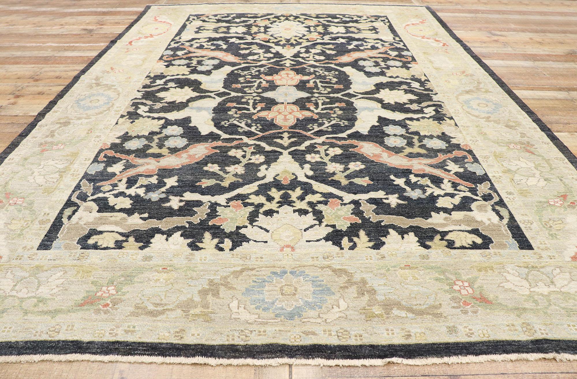 New Contemporary Persian Sultanabad Rug with Modern Parisian Style In New Condition For Sale In Dallas, TX