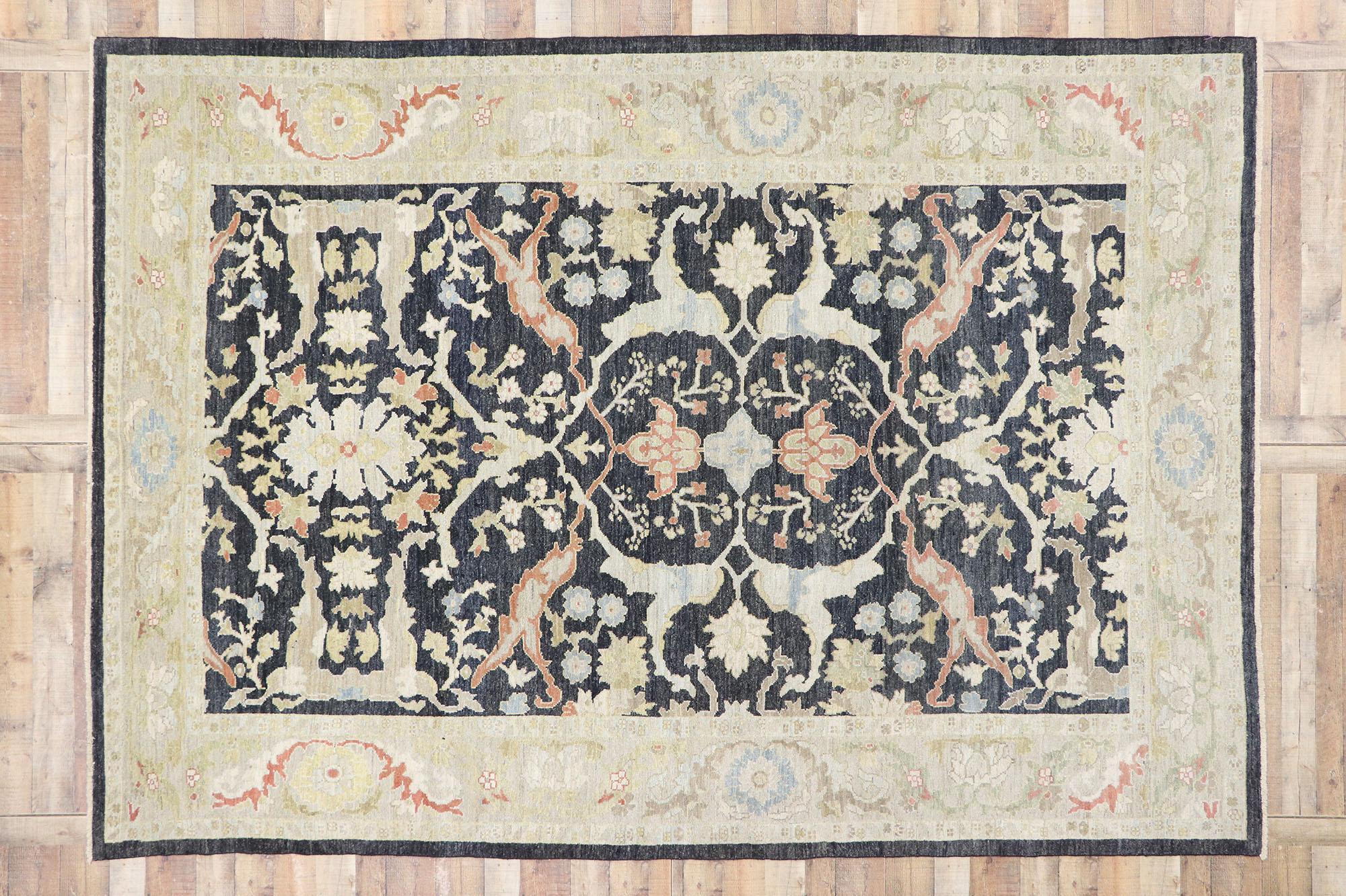 Wool New Contemporary Persian Sultanabad Rug with Modern Parisian Style For Sale