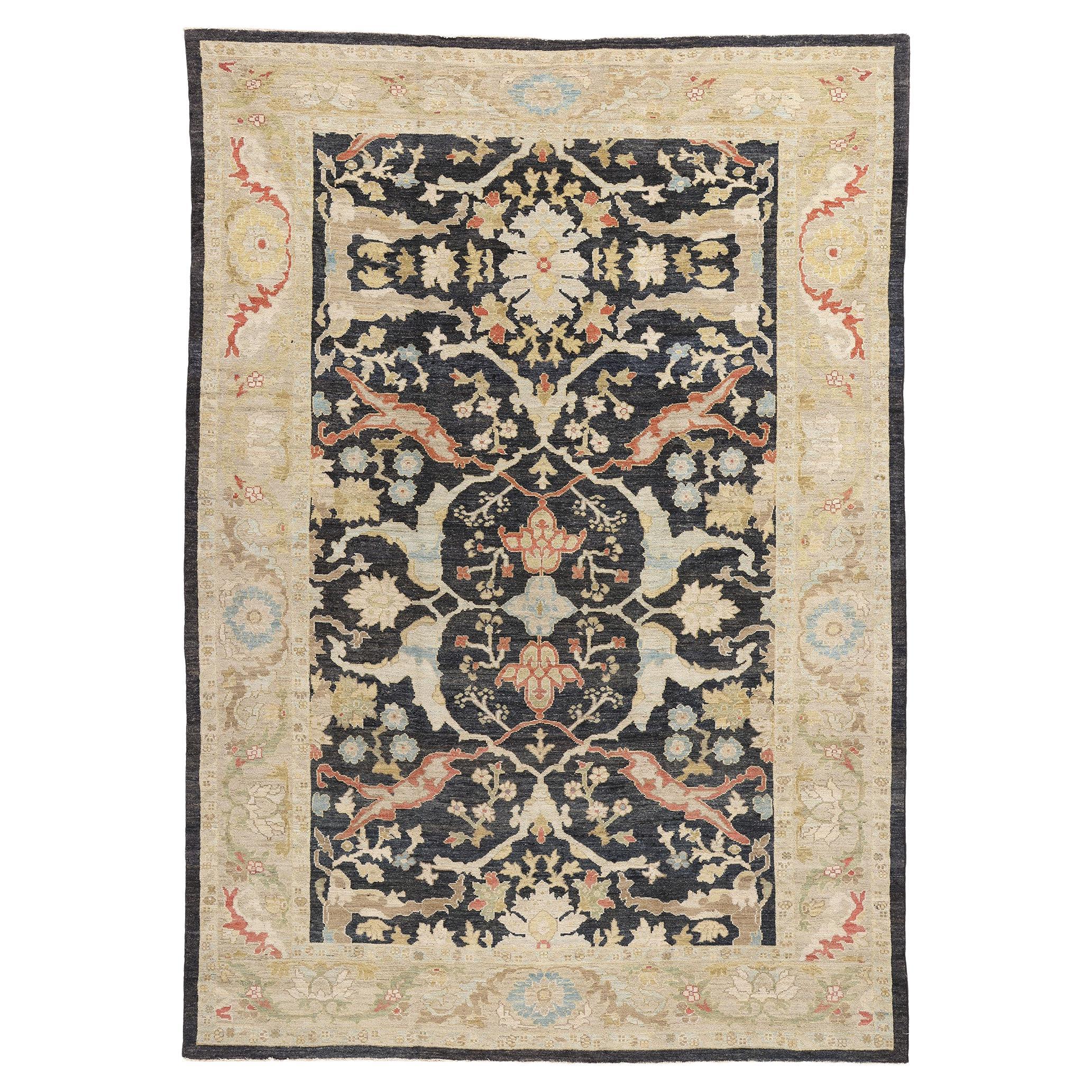 Tapis turc moderne de Sultanabad de style traditionnel