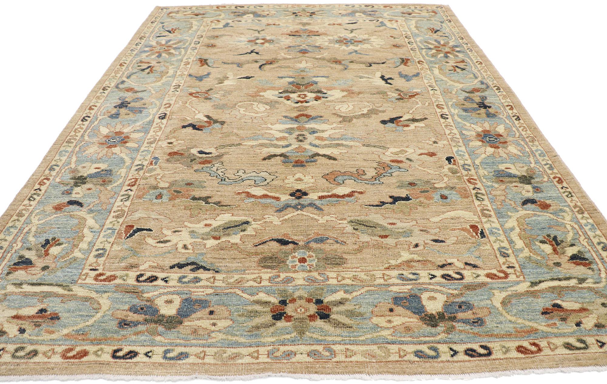 Turkish New Contemporary Persian Sultanabad Rug with Modern Style For Sale