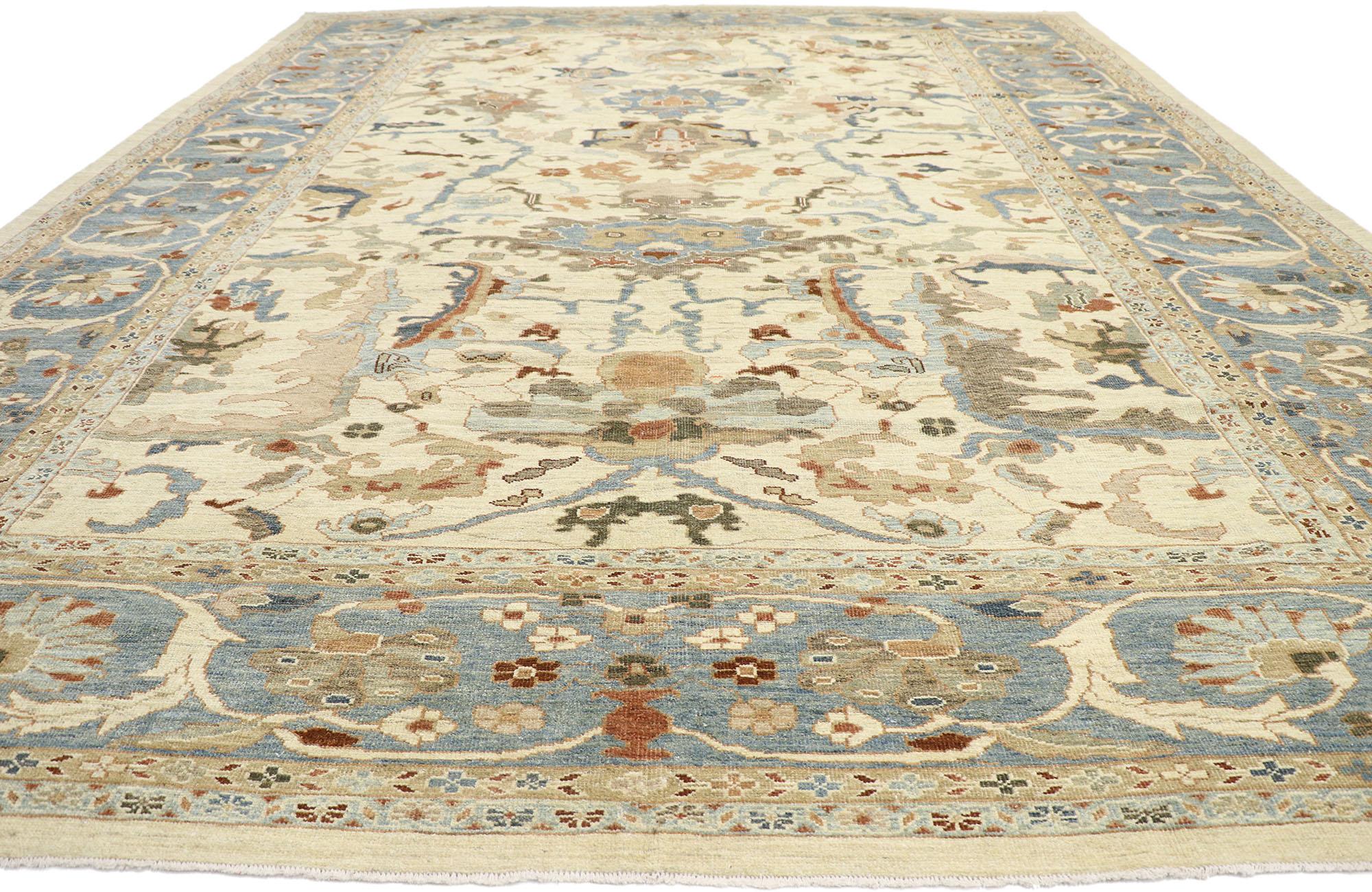 Turkish New Contemporary Persian Sultanabad Rug with Modern Transitional Style For Sale