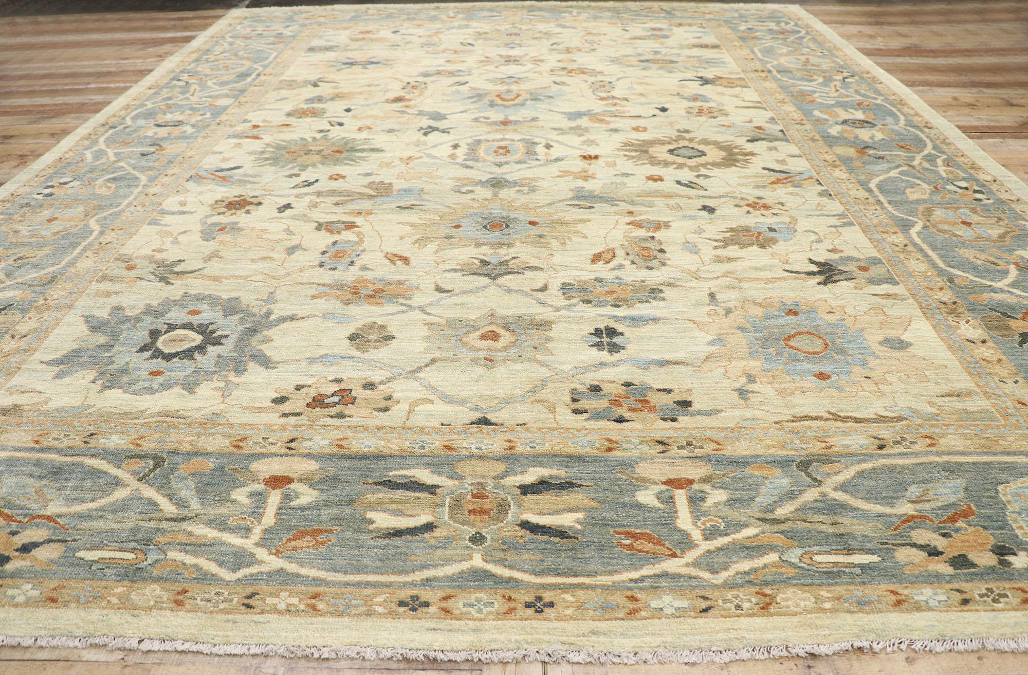 New Contemporary Persian Sultanabad Rug with Modern Transitional Style (Wolle) im Angebot