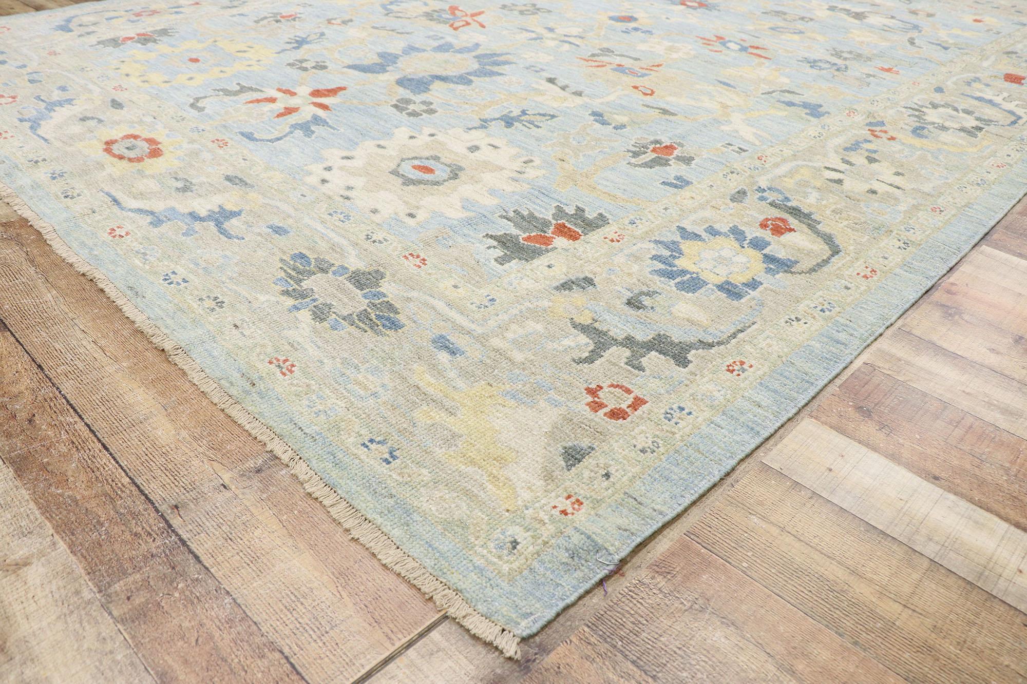 Wool Turkish Persian Sultanabad Rug, Biophilic Design Meets Contemporary Elegance For Sale