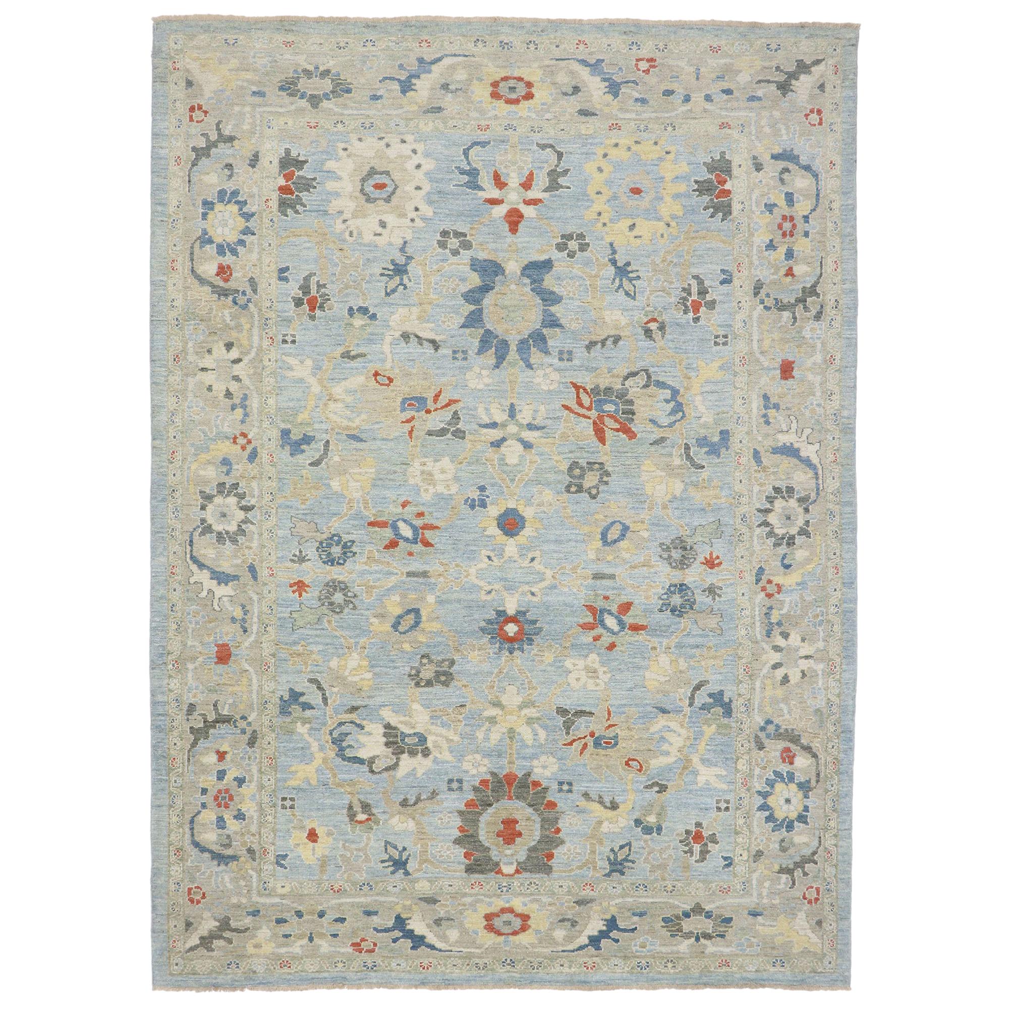 Turkish Persian Sultanabad Rug, Biophilic Design Meets Contemporary Elegance For Sale