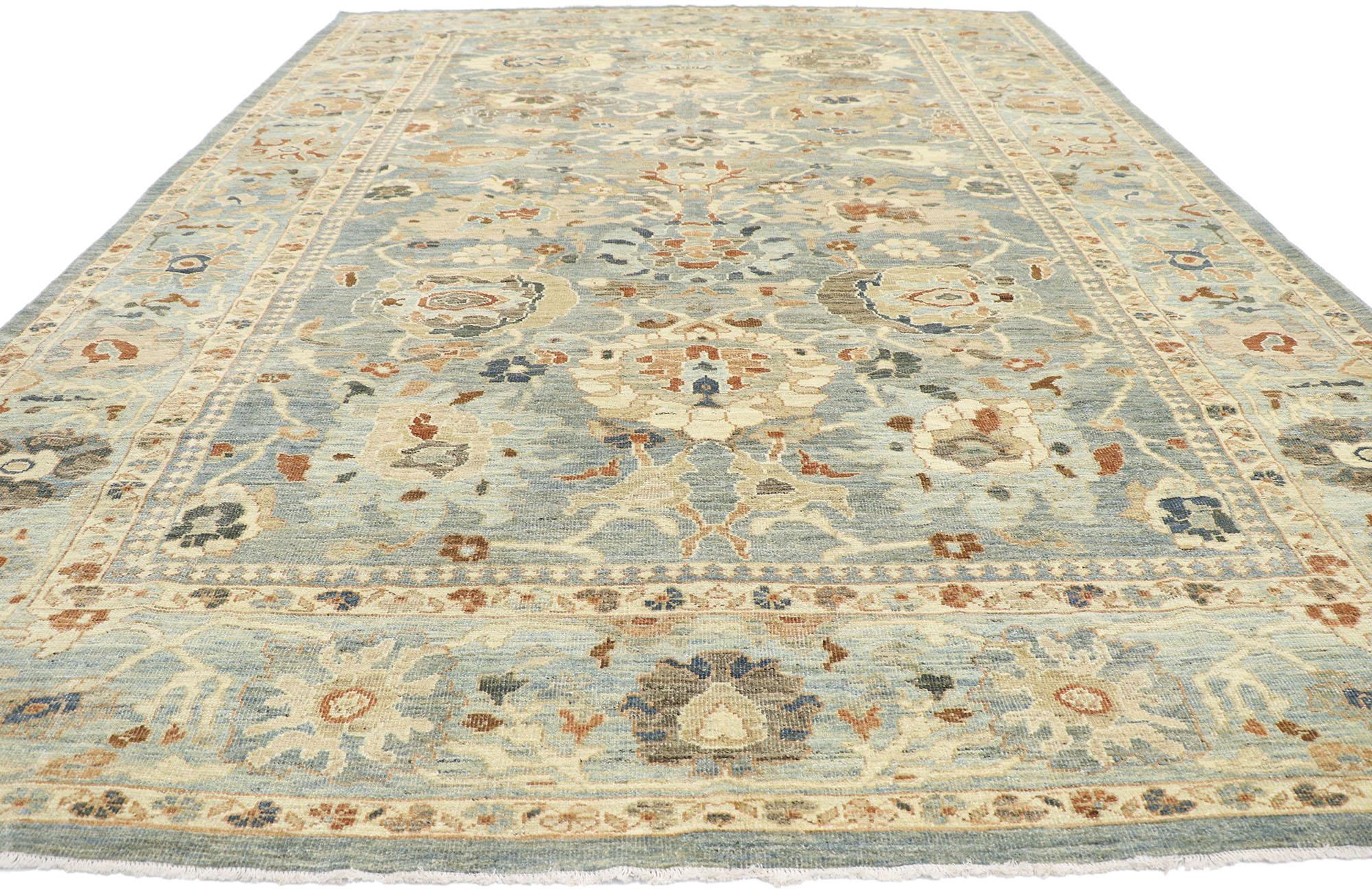 Turkish New Contemporary Persian Sultanabad Rug with Transitional Modern Style For Sale