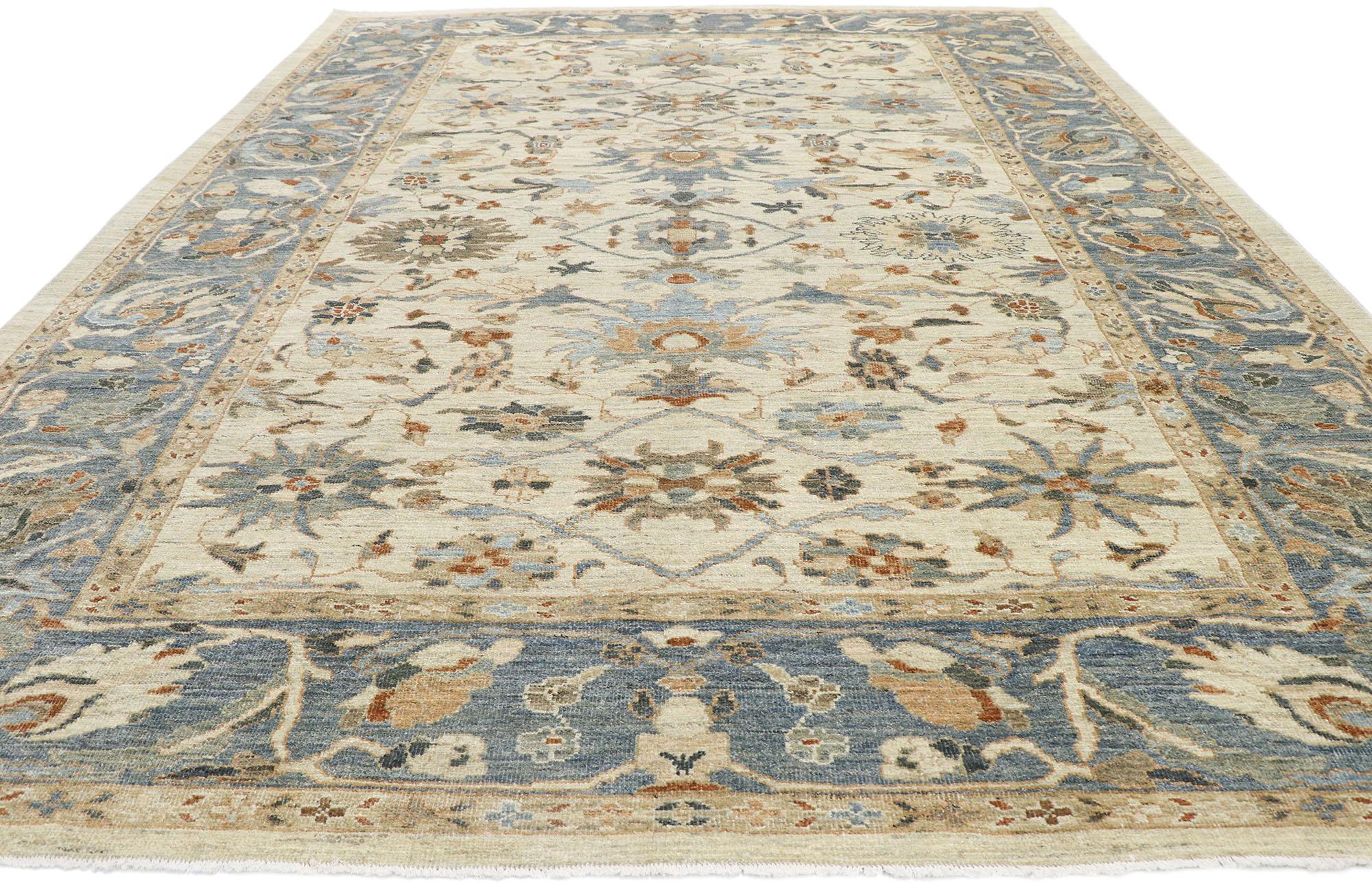 Turkish New Contemporary Persian Sultanabad Rug with Transitional Modern Style For Sale