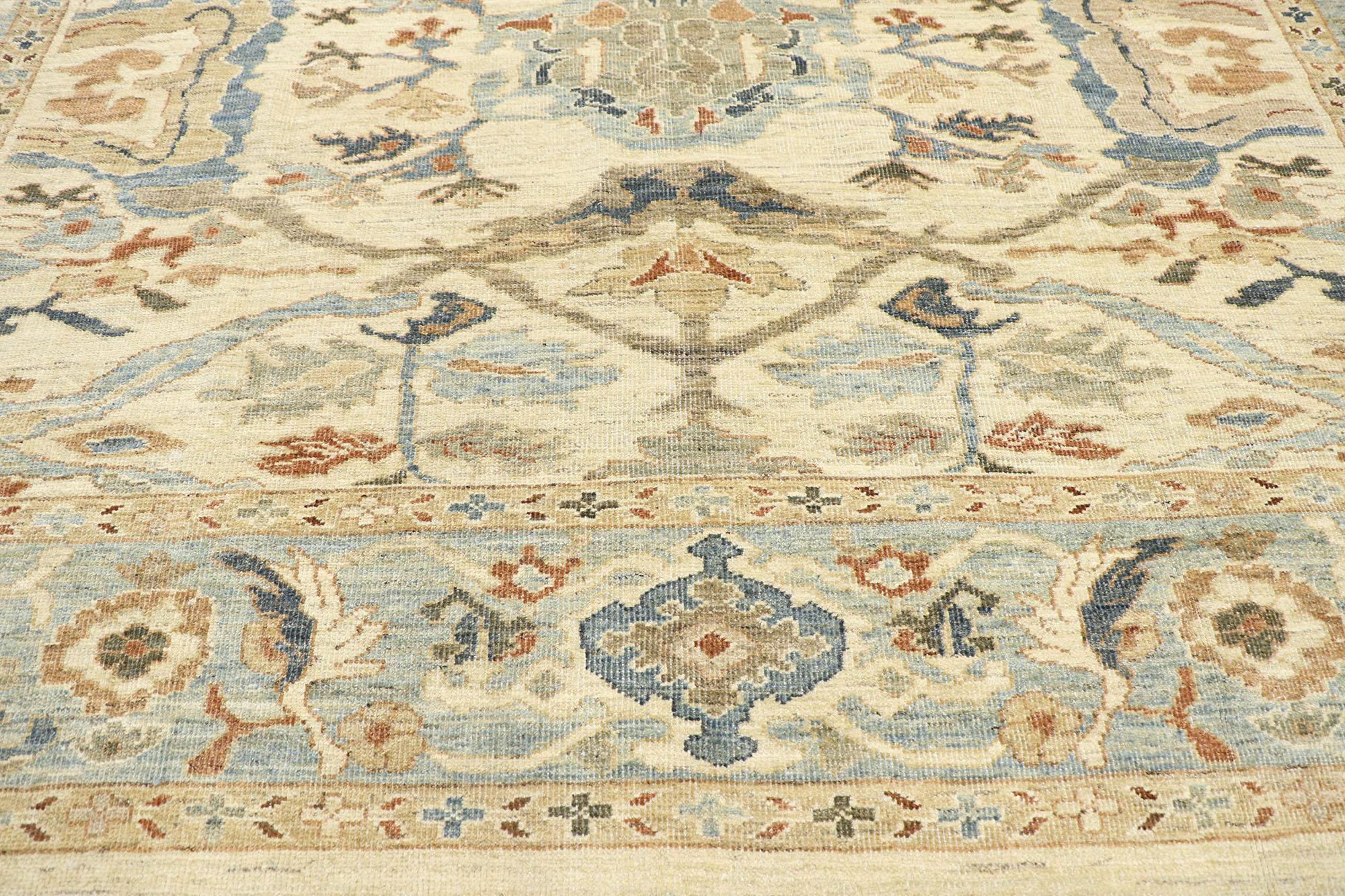 Hand-Knotted New Contemporary Persian Sultanabad Rug with Transitional Modern Style For Sale