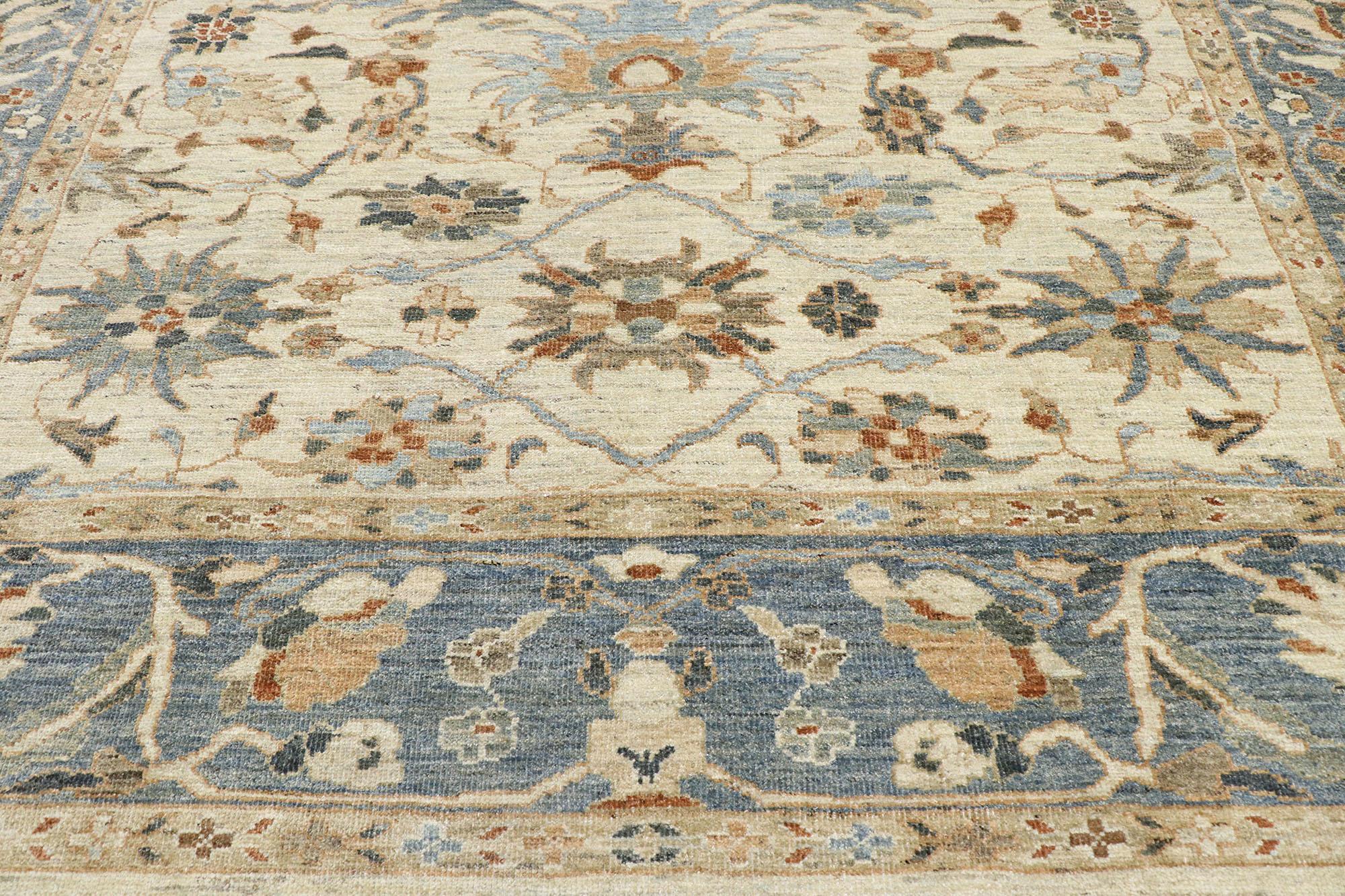 Hand-Knotted New Contemporary Persian Sultanabad Rug with Transitional Modern Style For Sale