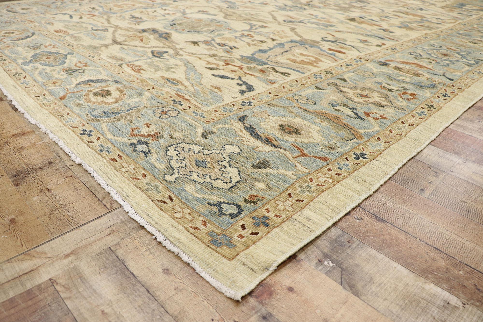 Wool New Contemporary Persian Sultanabad Rug with Transitional Modern Style For Sale