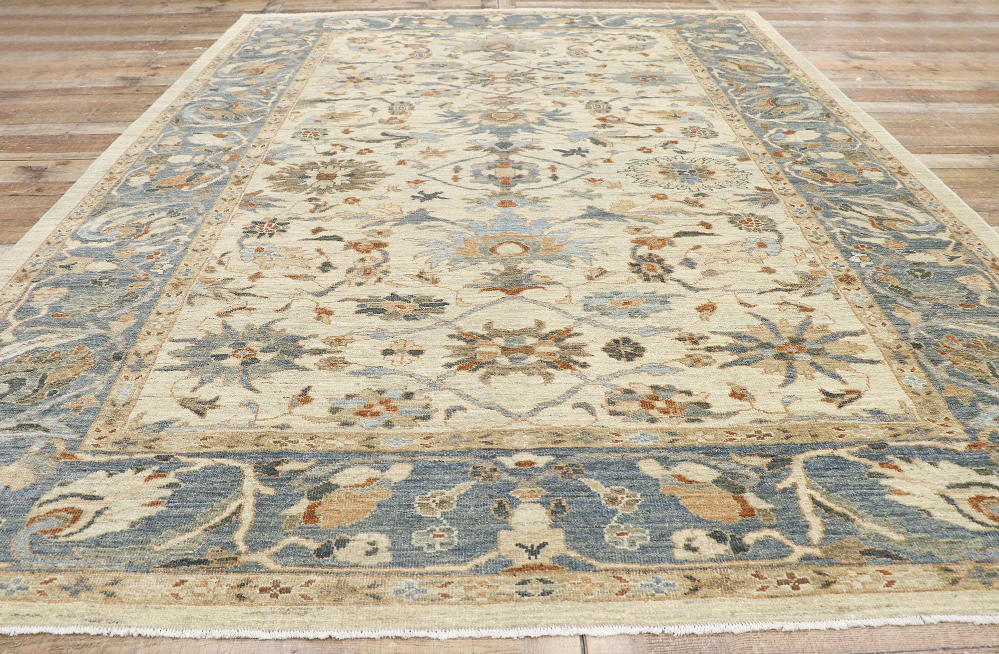 Zeitgenössischer persischer Sultanabad-Teppich mit modernem Übergangsstil (Wolle) im Angebot