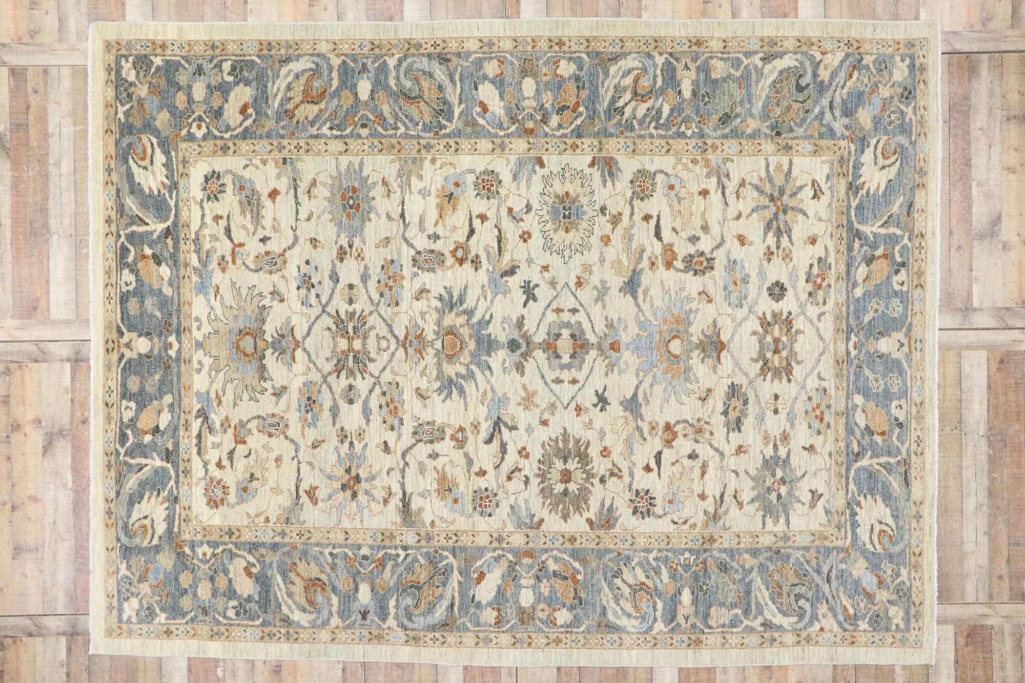 Zeitgenössischer persischer Sultanabad-Teppich mit modernem Übergangsstil im Angebot 1
