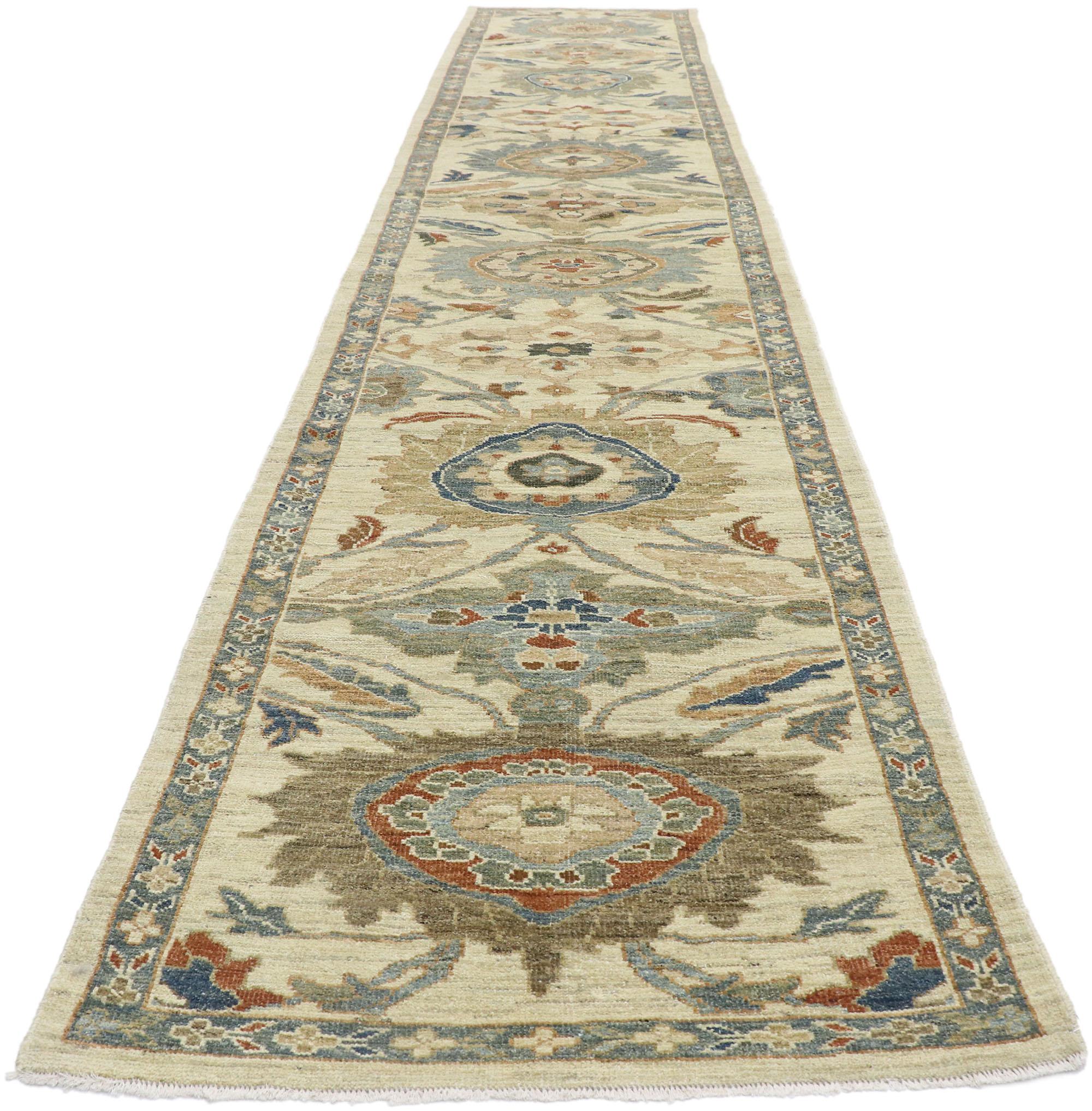 Turkish New Contemporary Persian Sultanabad Runner with Modern Transitional Style For Sale