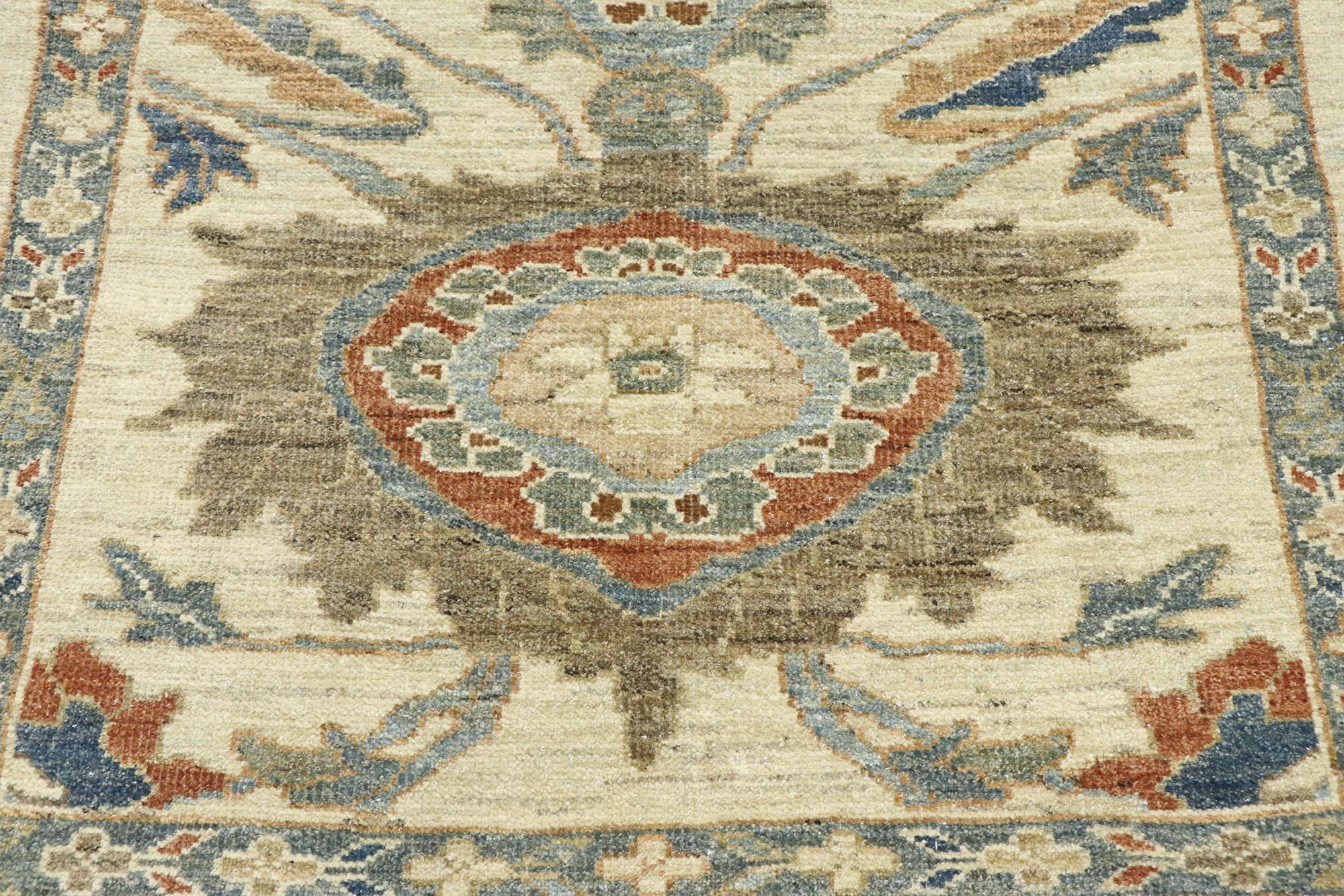 Hand-Knotted New Contemporary Persian Sultanabad Runner with Modern Transitional Style For Sale