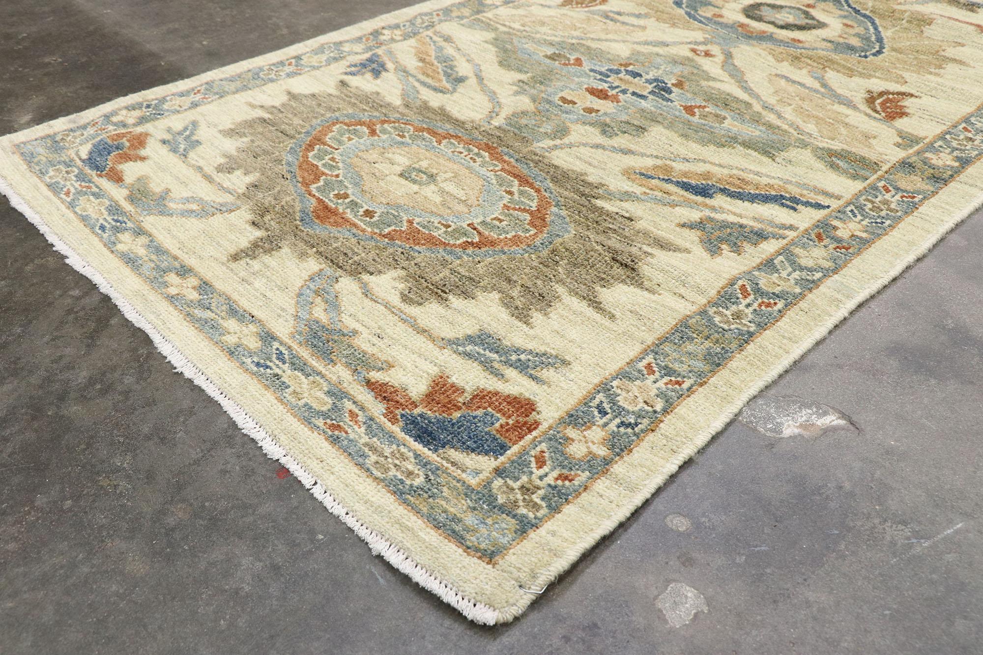 Wool New Contemporary Persian Sultanabad Runner with Modern Transitional Style For Sale