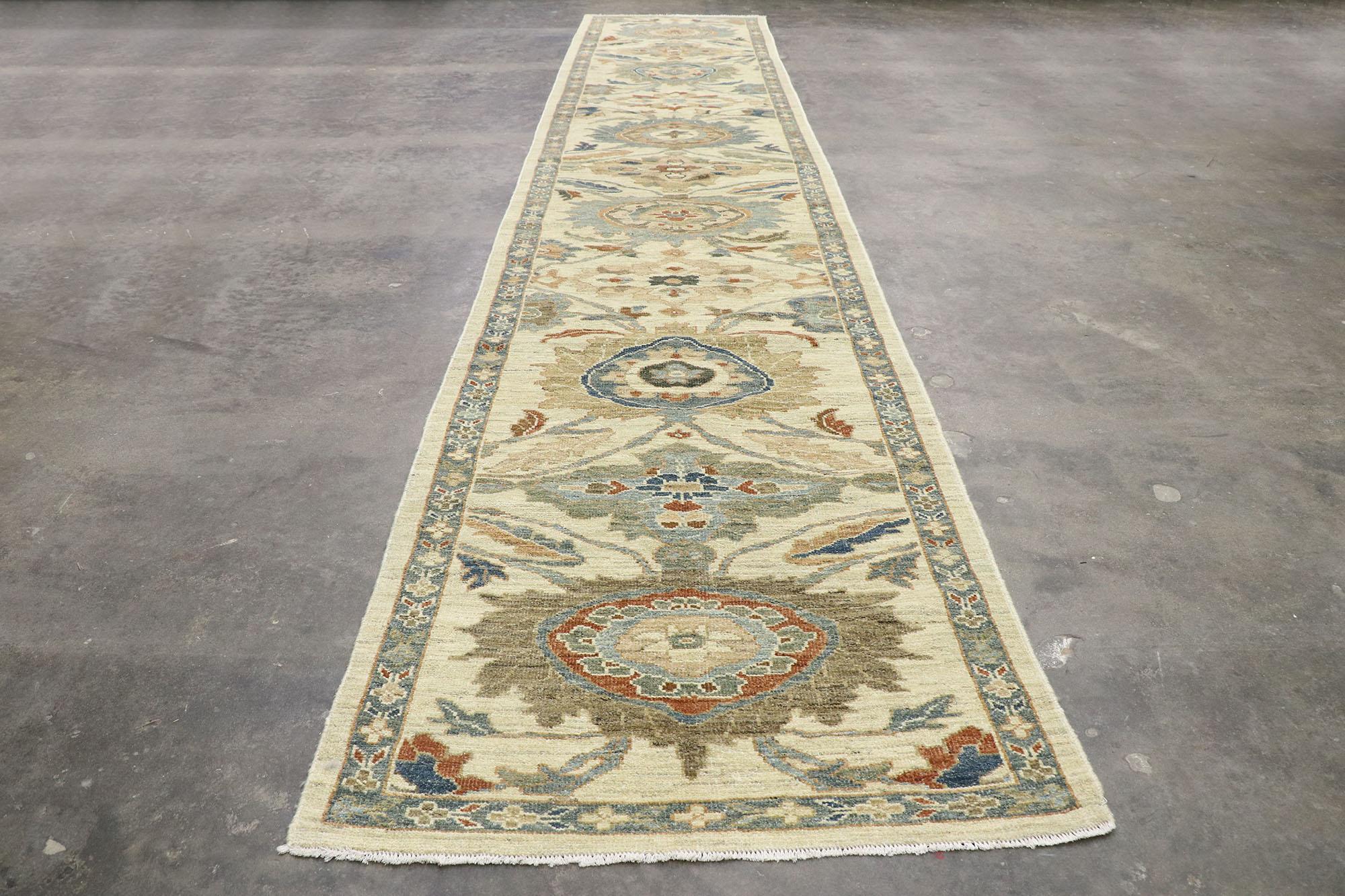 New Contemporary Persian Sultanabad Runner with Modern Transitional Style For Sale 1