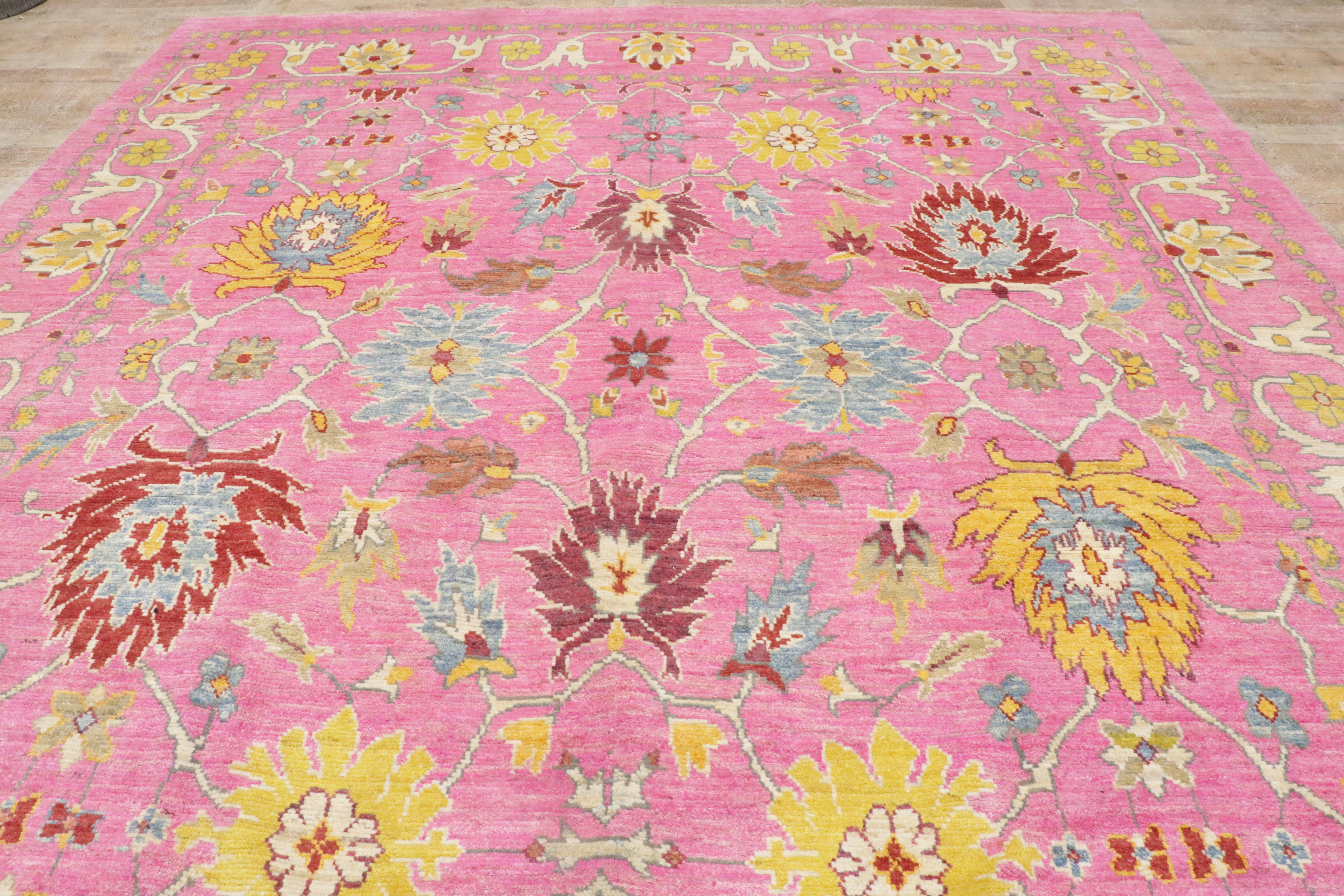 New Contemporary Colorful Turkish Oushak Carpet with Modern Style For Sale 4
