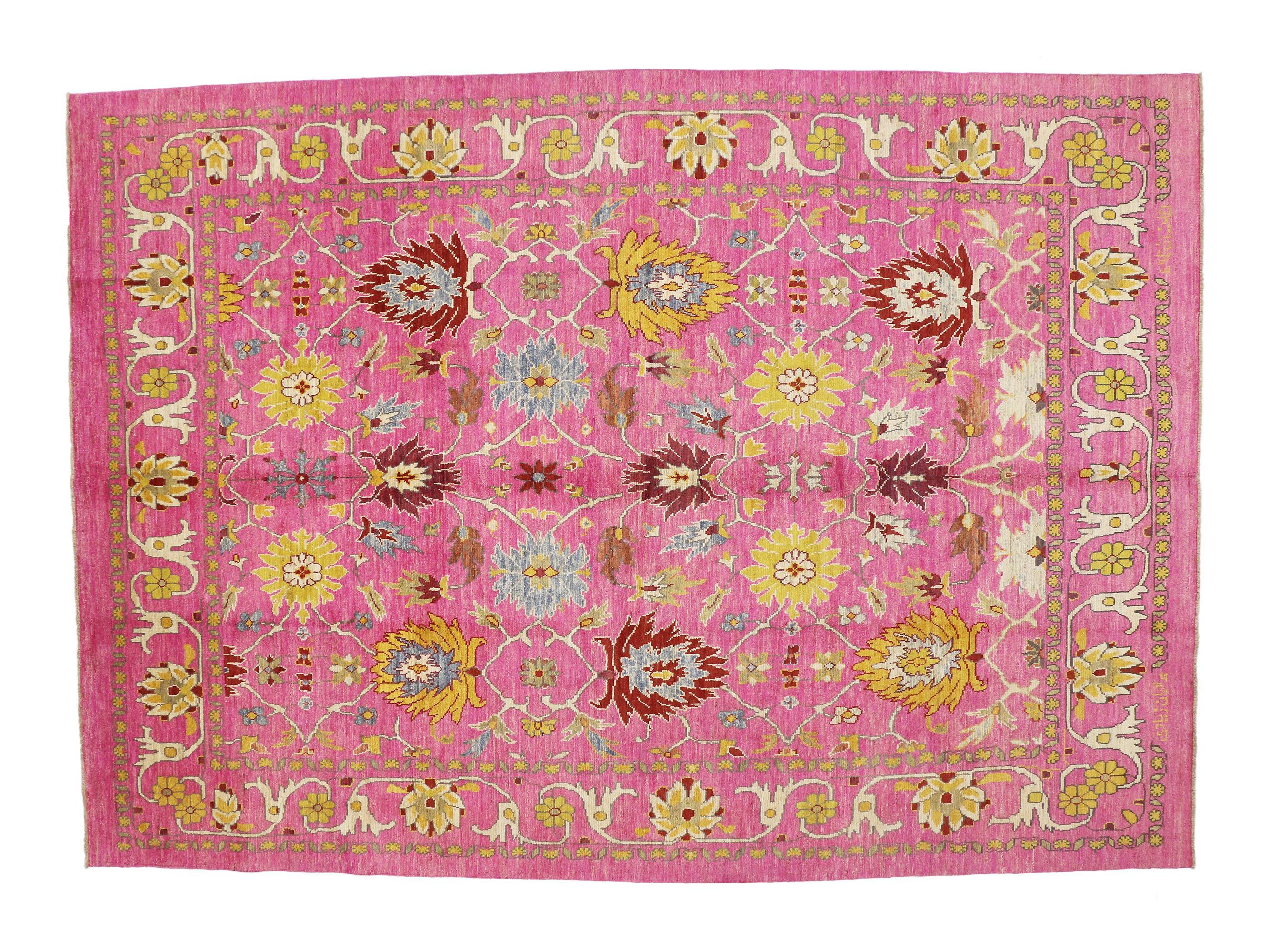 New Contemporary Colorful Turkish Oushak Carpet with Modern Style For Sale 3