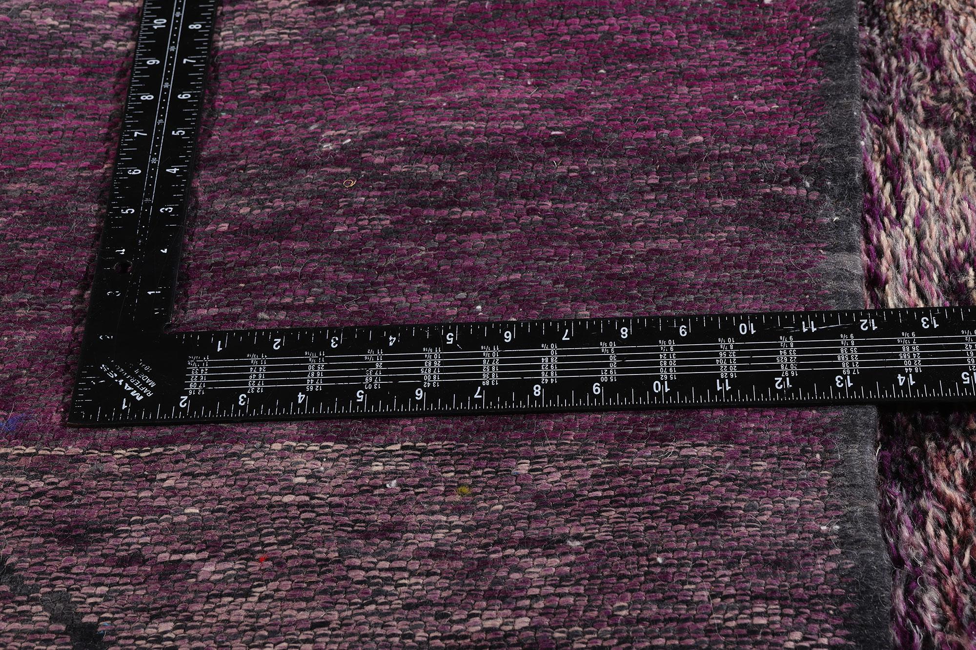 Lana Nuovo Tappeto marocchino berbero Beni Mrirt viola contemporaneo, 10'04 x 13'07 in vendita