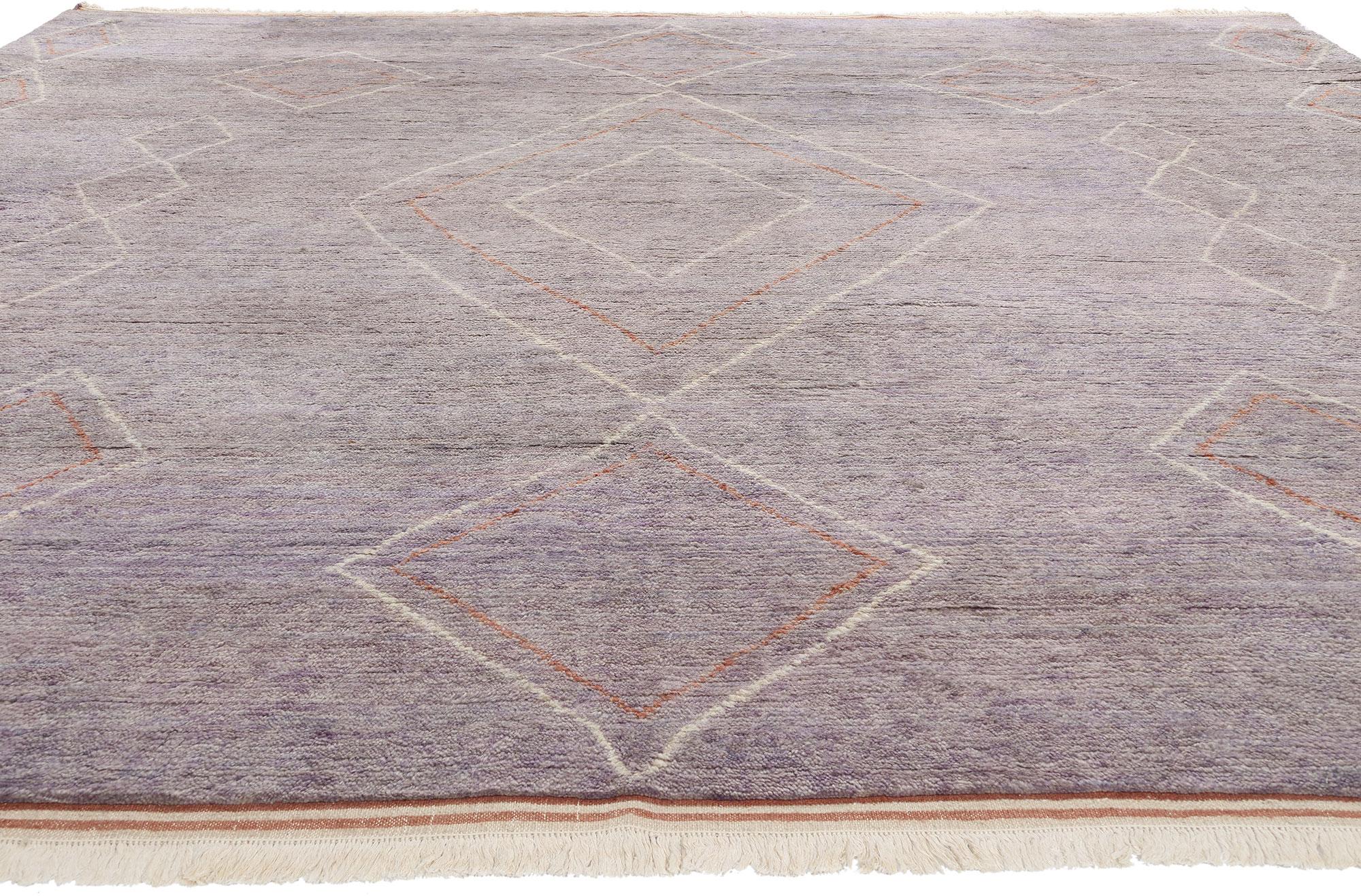 Bohémien Nuovo tappeto marocchino viola contemporaneo, l'incanto tribale incontra lo stile Boho Chic in vendita