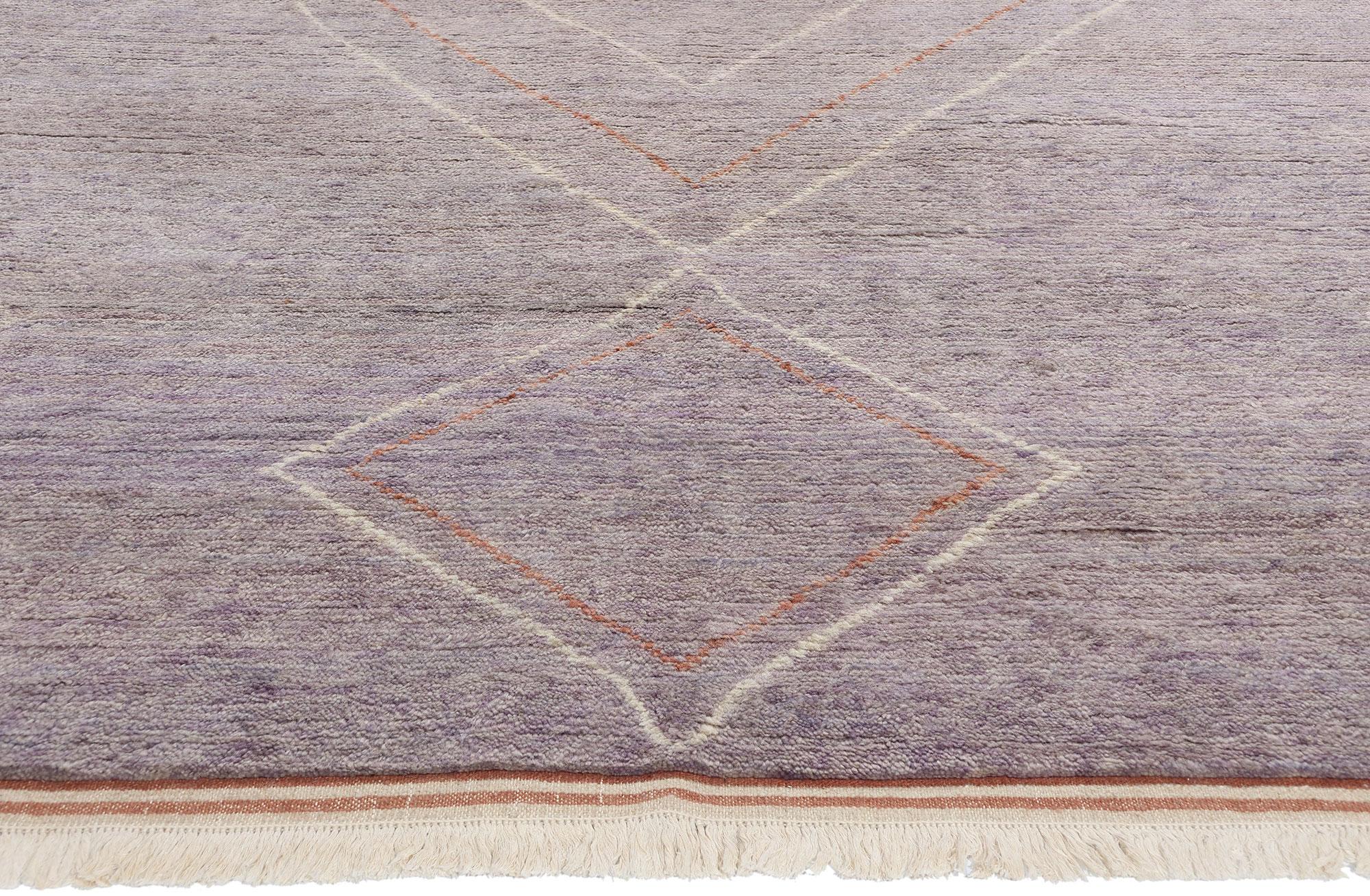 Indiano Nuovo tappeto marocchino viola contemporaneo, l'incanto tribale incontra lo stile Boho Chic in vendita