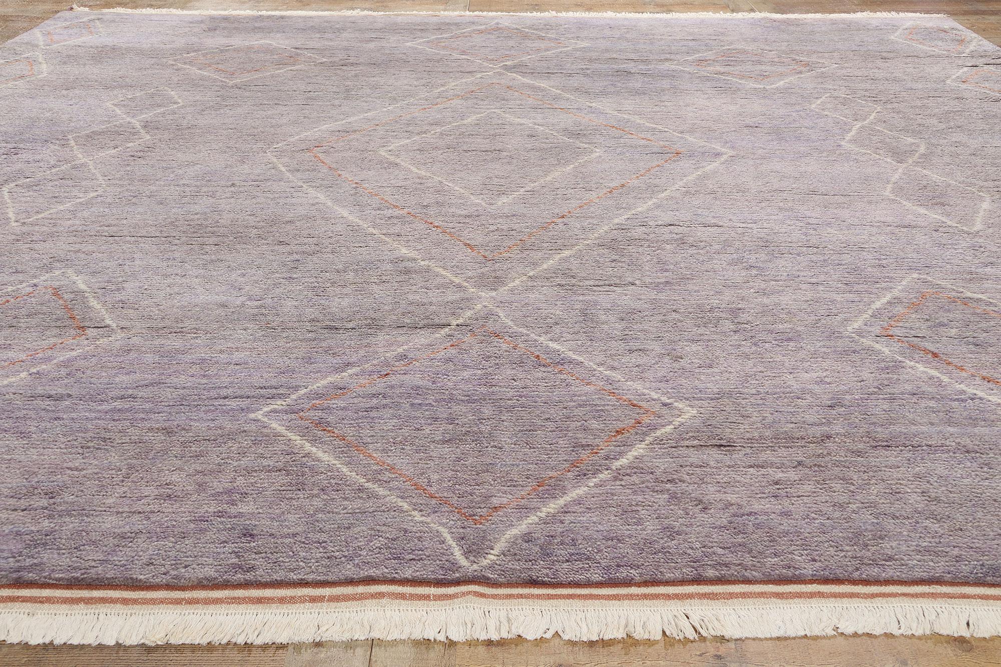 Lana Nuovo tappeto marocchino viola contemporaneo, l'incanto tribale incontra lo stile Boho Chic in vendita