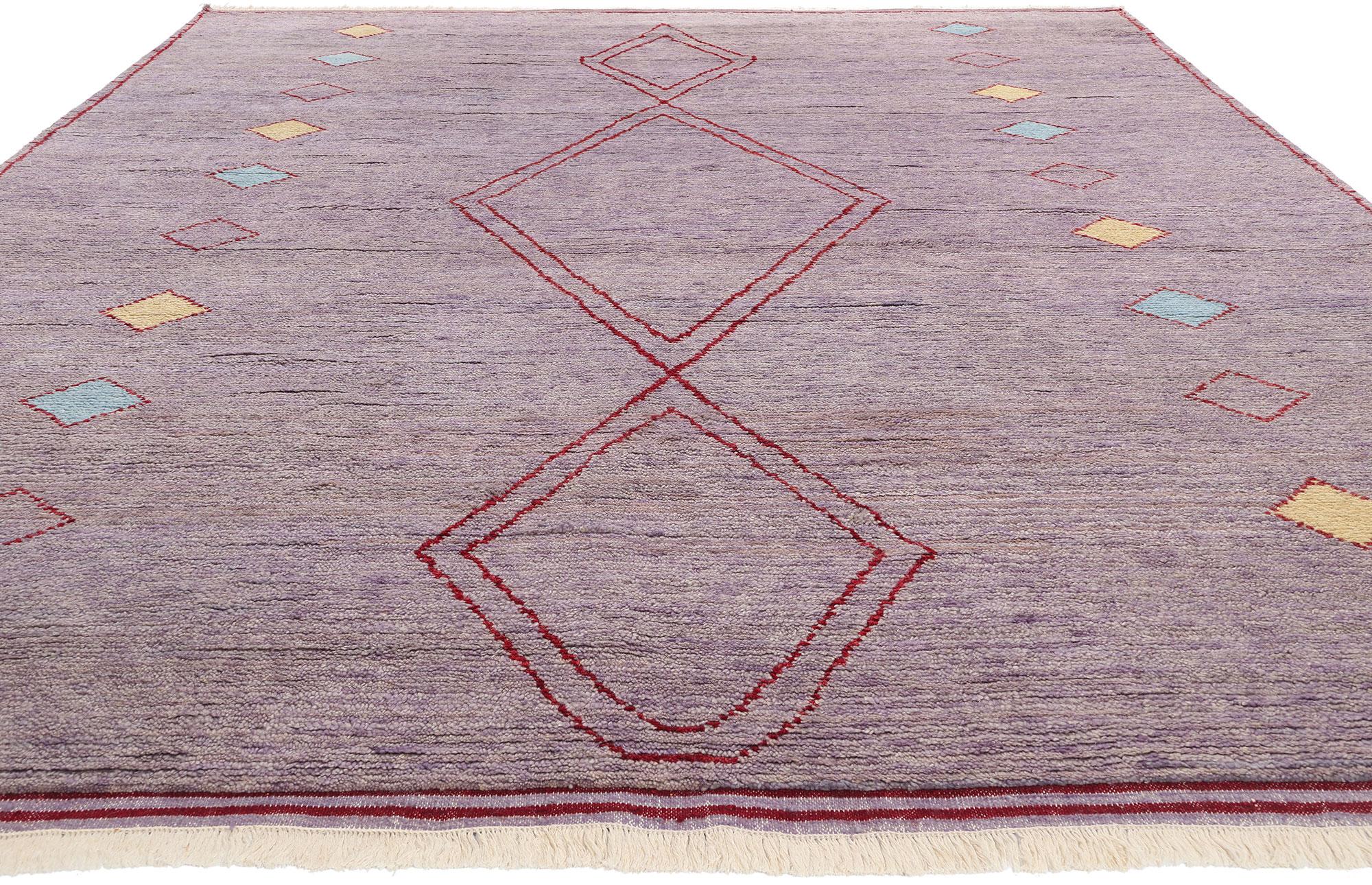 Bohemian New Contemporary Purple Moroccan Rug, Tribal Enchantment Meets Cozy Boho Chic For Sale