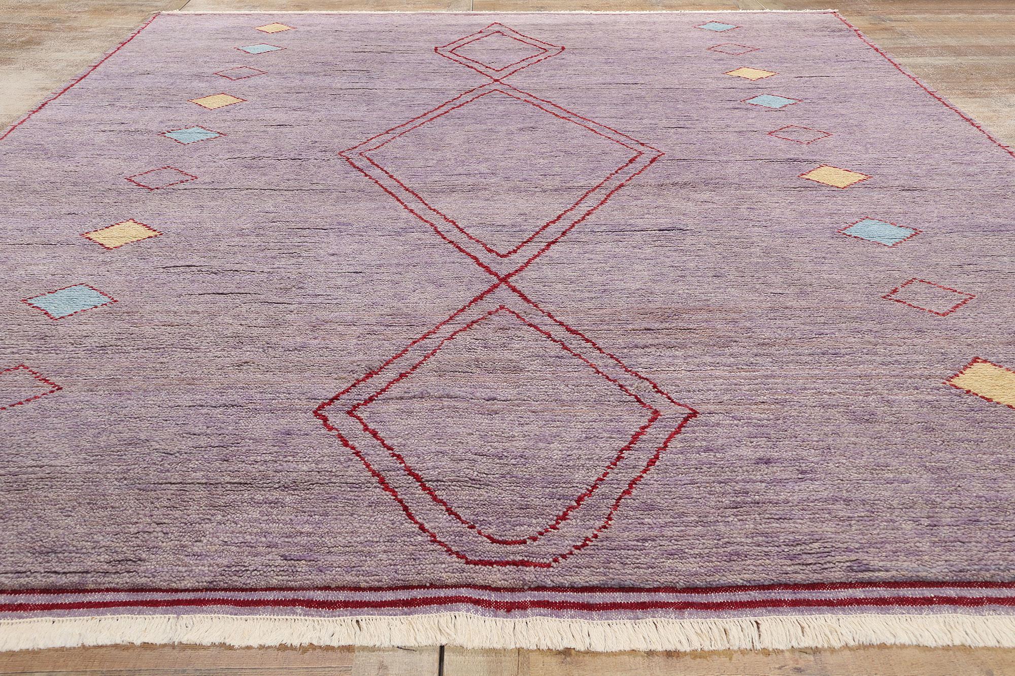 New Contemporary Purple Moroccan Rug, Tribal Enchantment Meets Cozy Boho Chic For Sale 1