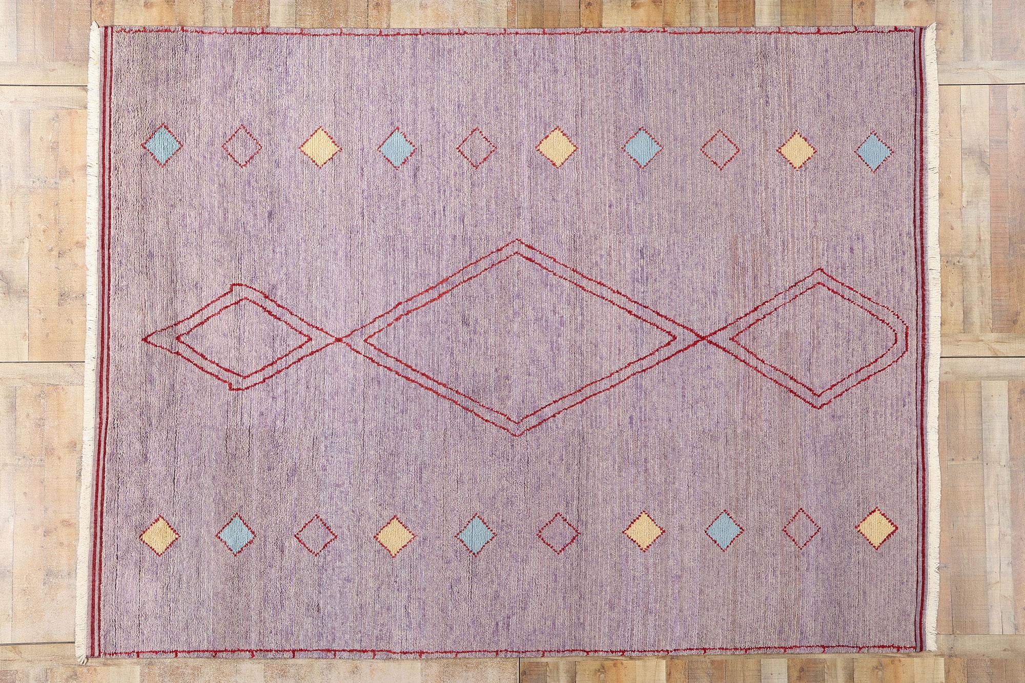 New Contemporary Purple Moroccan Rug, Tribal Enchantment Meets Cozy Boho Chic For Sale 2