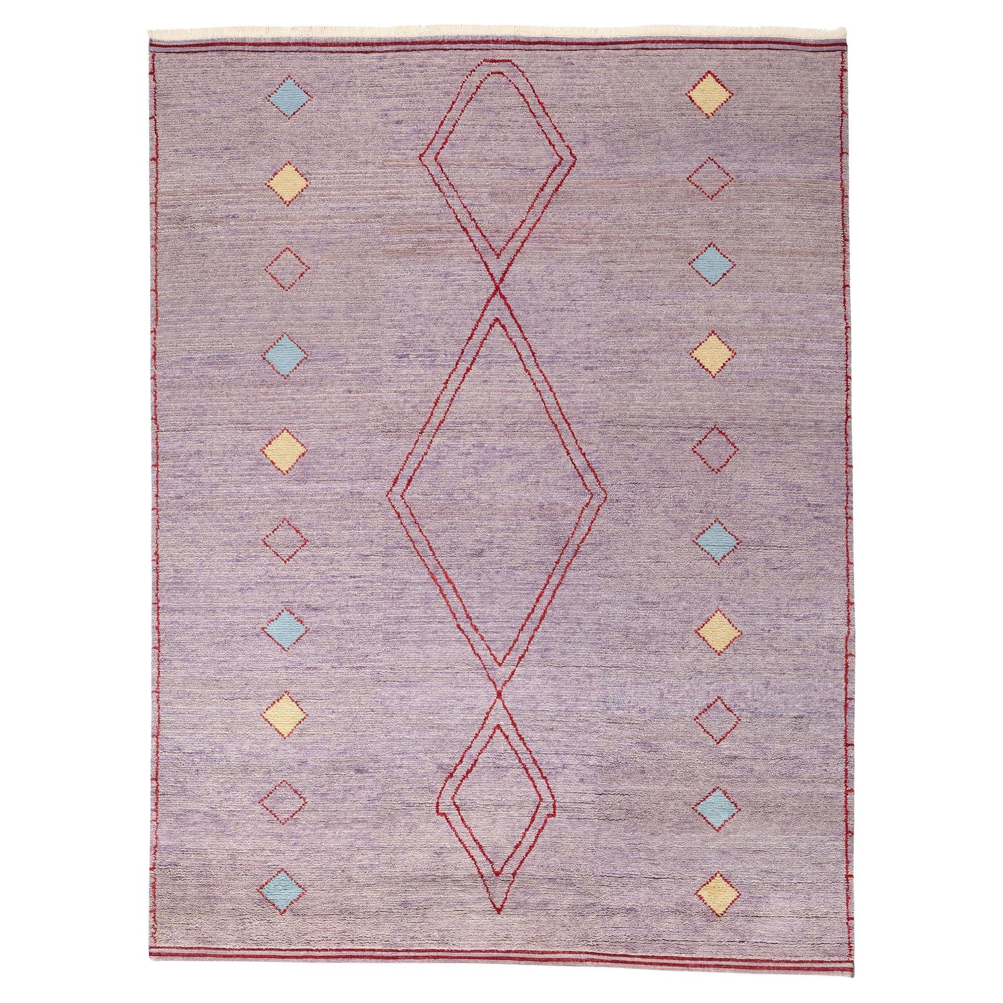 New Contemporary Purple Moroccan Rug, Tribal Enchantment Meets Cozy Boho Chic
