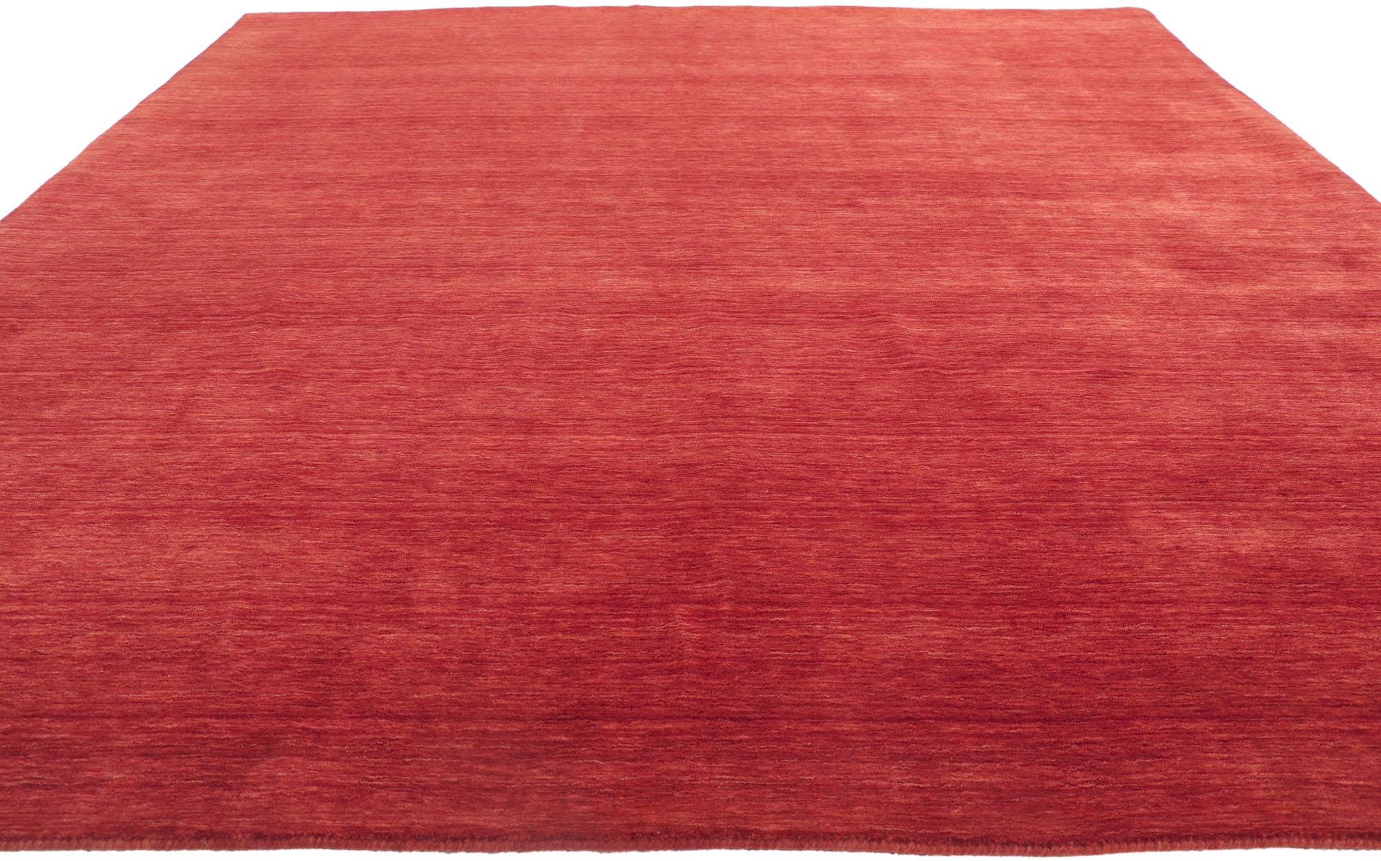 Indian New Contemporary Red Area Rug with Modern Luxe Style For Sale