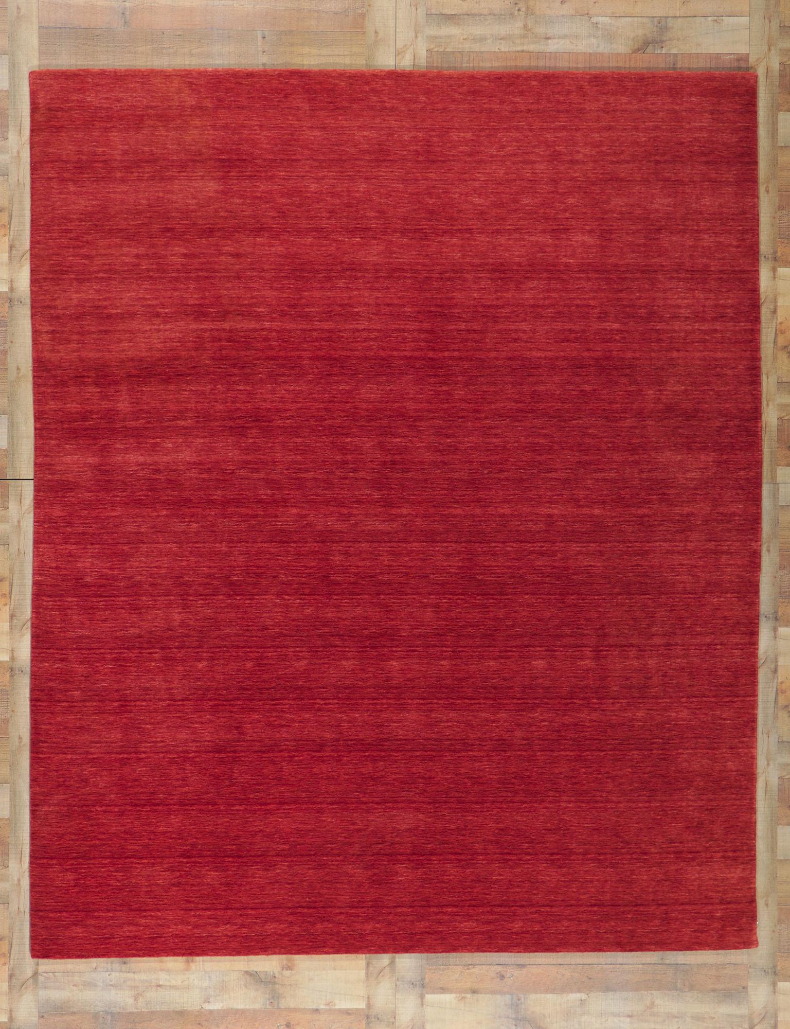 Indian New Contemporary Red Area Rug with Modern Style For Sale