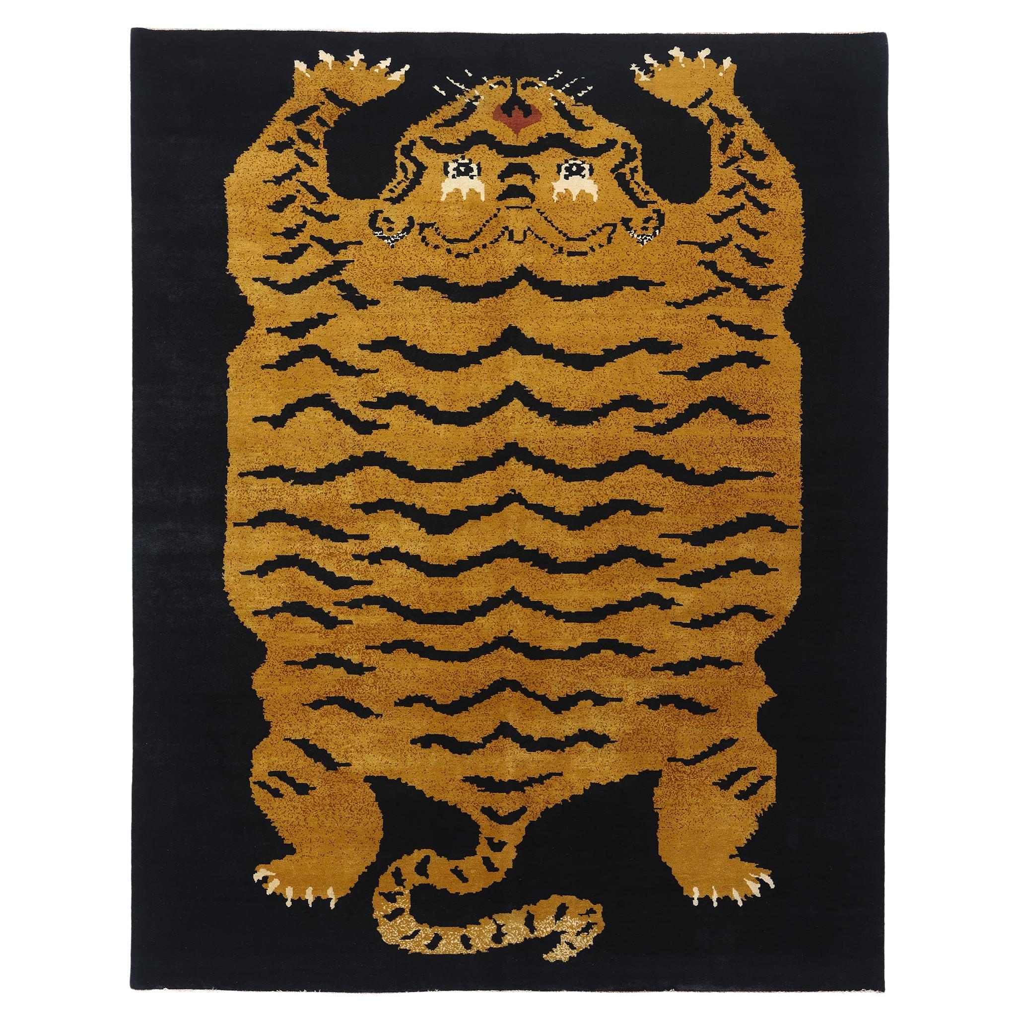 Nuovo tappeto tigrato reale tibetano contemporaneo con stile moderno in vendita