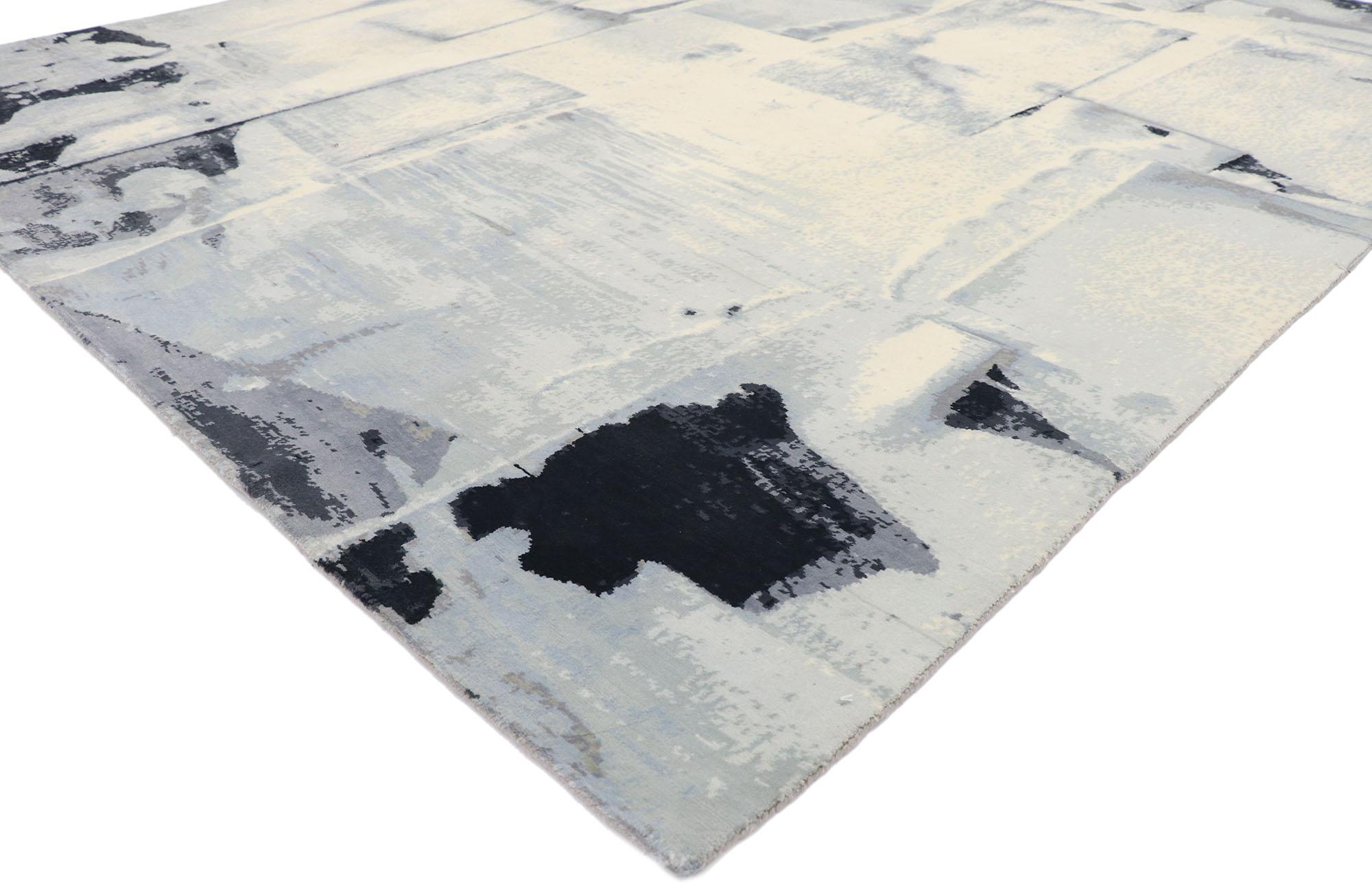 30315 New Monochrome Contemporary Abstract Rug, 08'01 x 09'11.
Emanating Abstract Expressionist style, this hand knotted wool contemporary area rug draws inspiration from Franz Kline and Willem de Kooning. The stark paint brush stroke pattern and