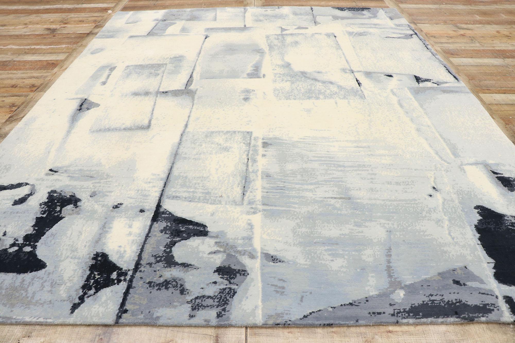 New Monochrome Contemporary Abstract Rug with Modern Expressionist Style For Sale 1
