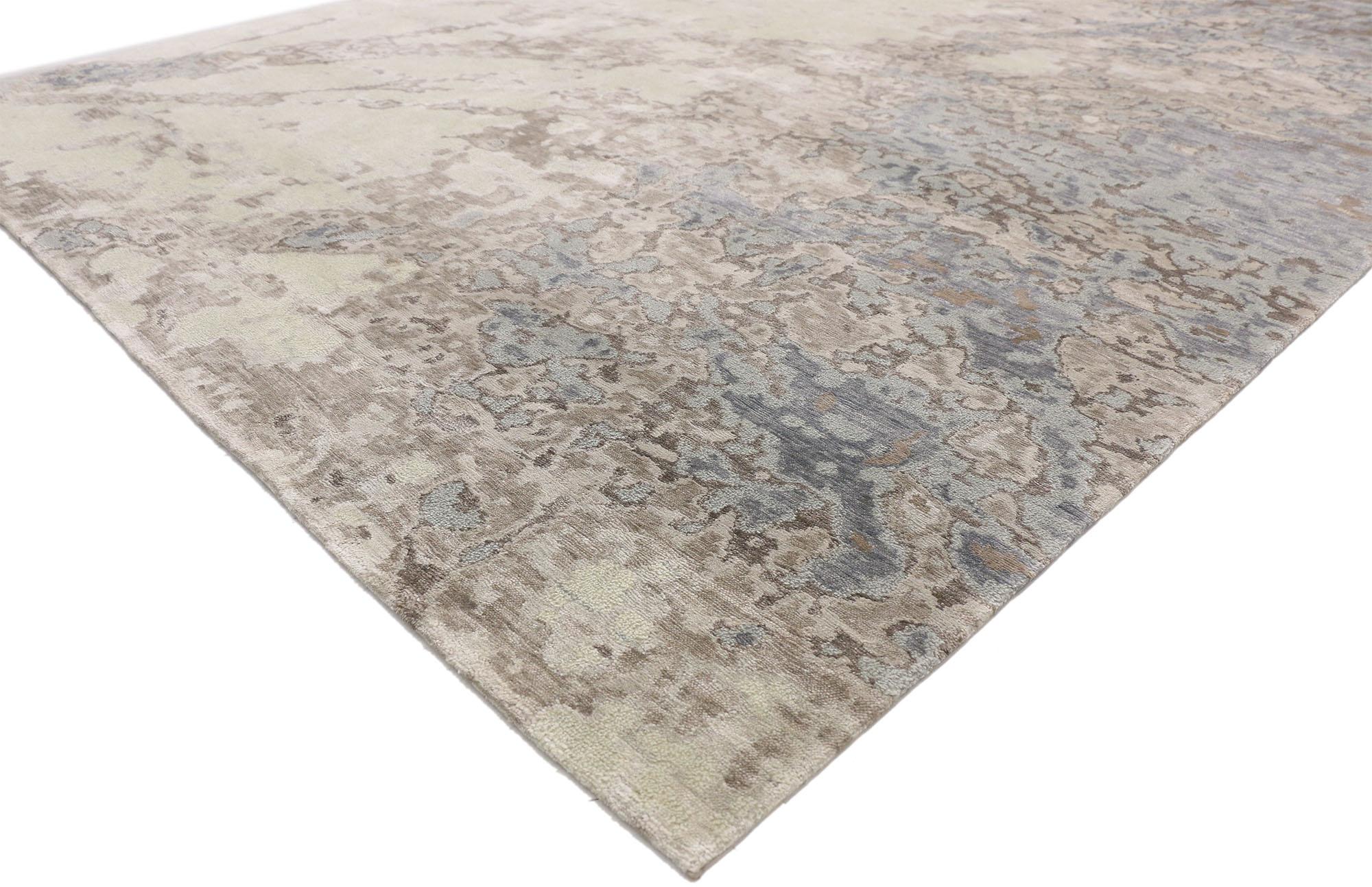 30464, new contemporary rug with expressionist Grunge Art style and neutral colors. This hand knotted wool new contemporary rug with grunge art style and neutral colors is the epitome of relaxed luxury. Reflecting elements of rough hewn Grunge Art