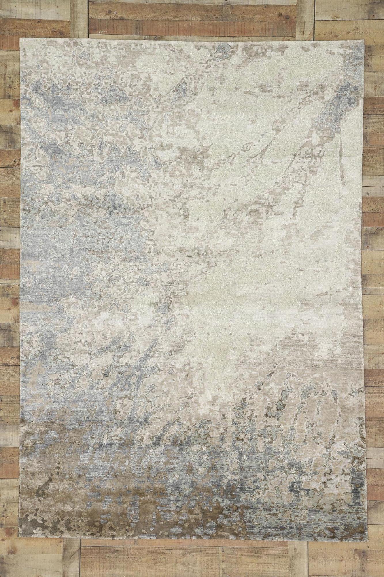 Laine Nouveau tapis abstrait contemporain inspiré par Willem de Kooning en vente