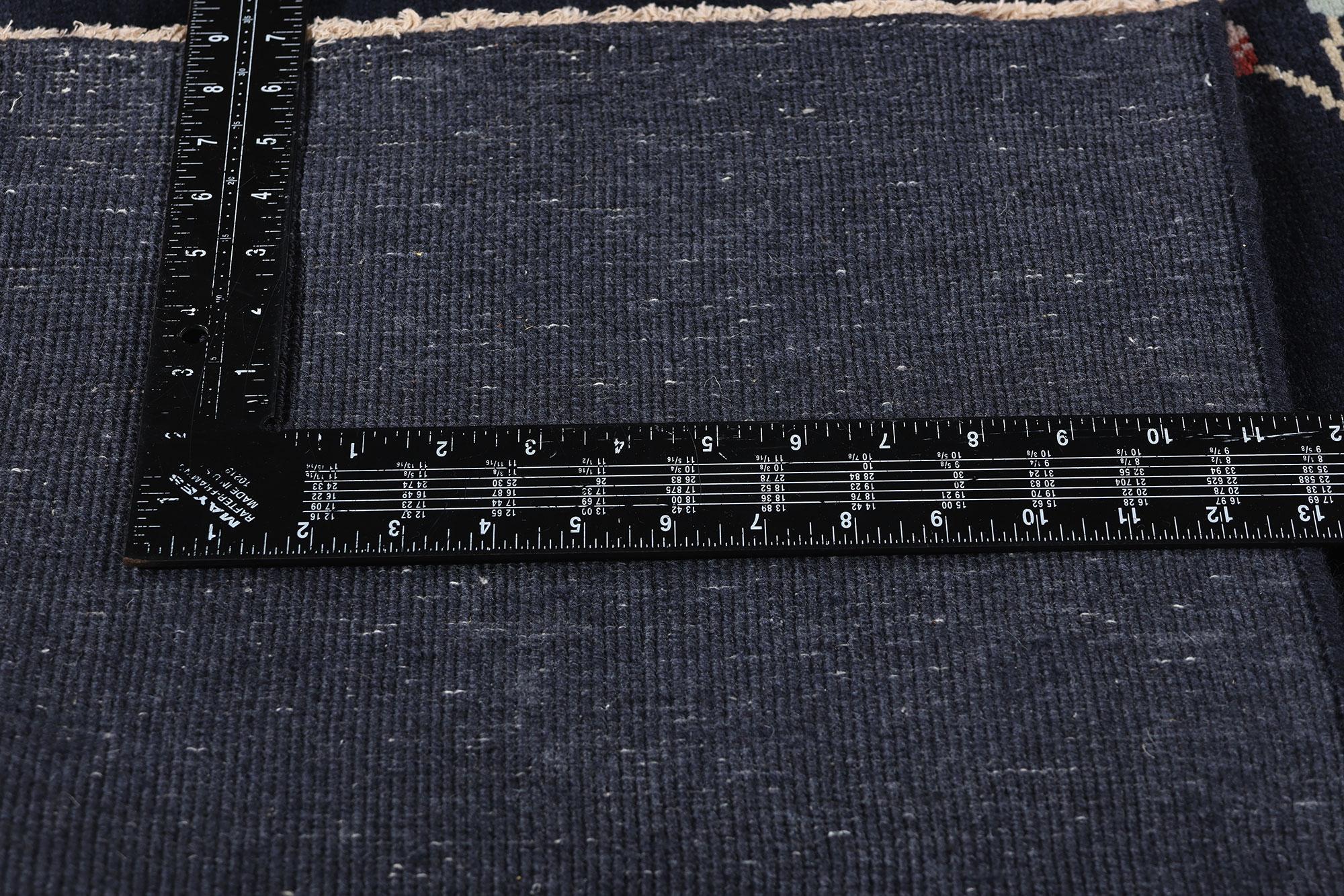Wool New Contemporary Sapphire Blue Chinese Art Deco Style Rug For Sale
