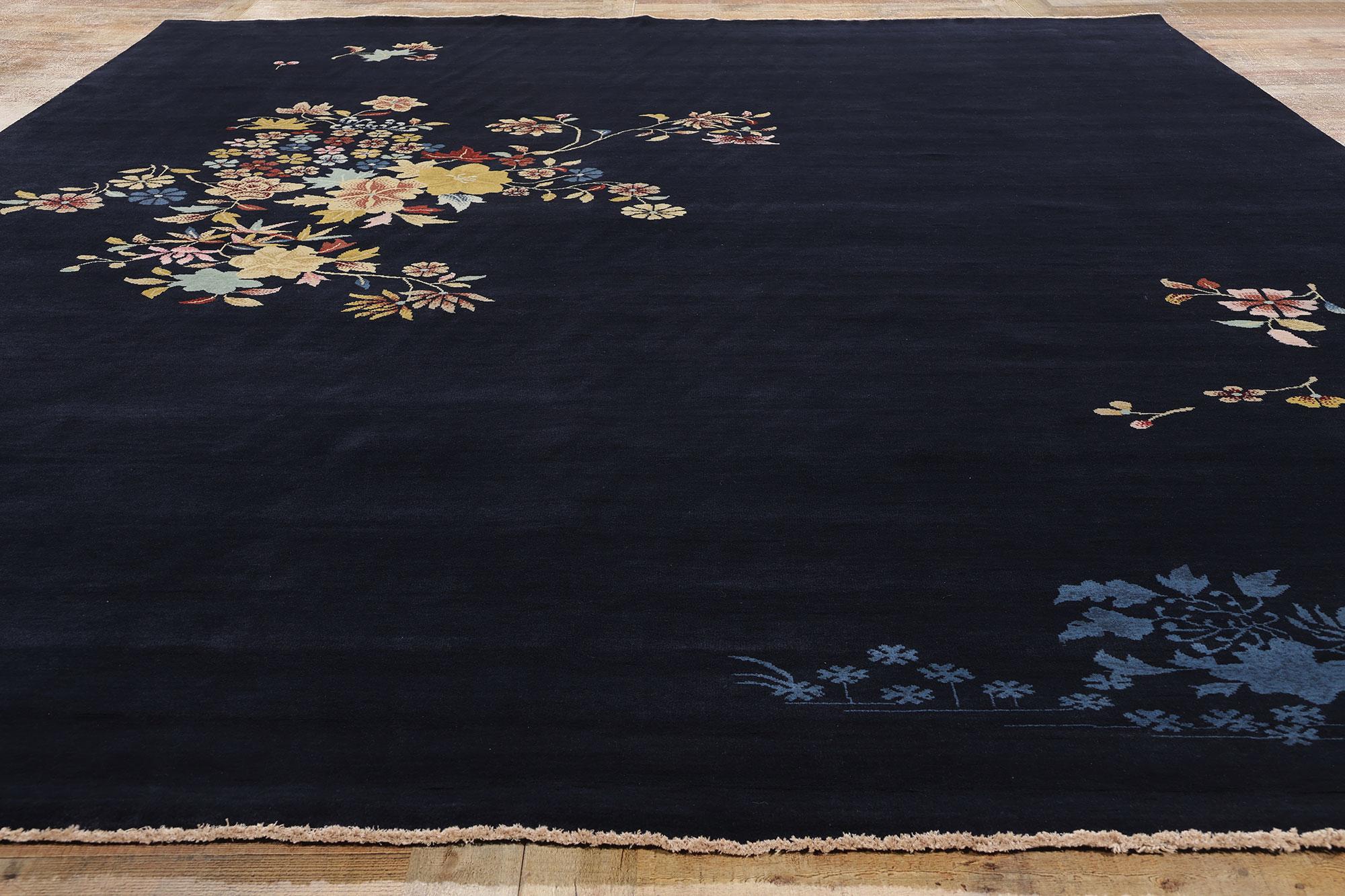 New Contemporary Sapphire Blue Chinese Art Deco Style Rug For Sale 2