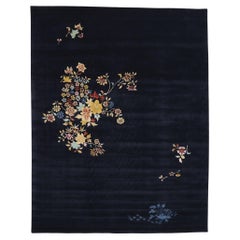 New Contemporary Sapphire Blue Chinese Art Deco Style Rug