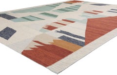 The Nordic Mirage: Scandinavian-Style Kilim Masterpiece of Architectural Rhythm