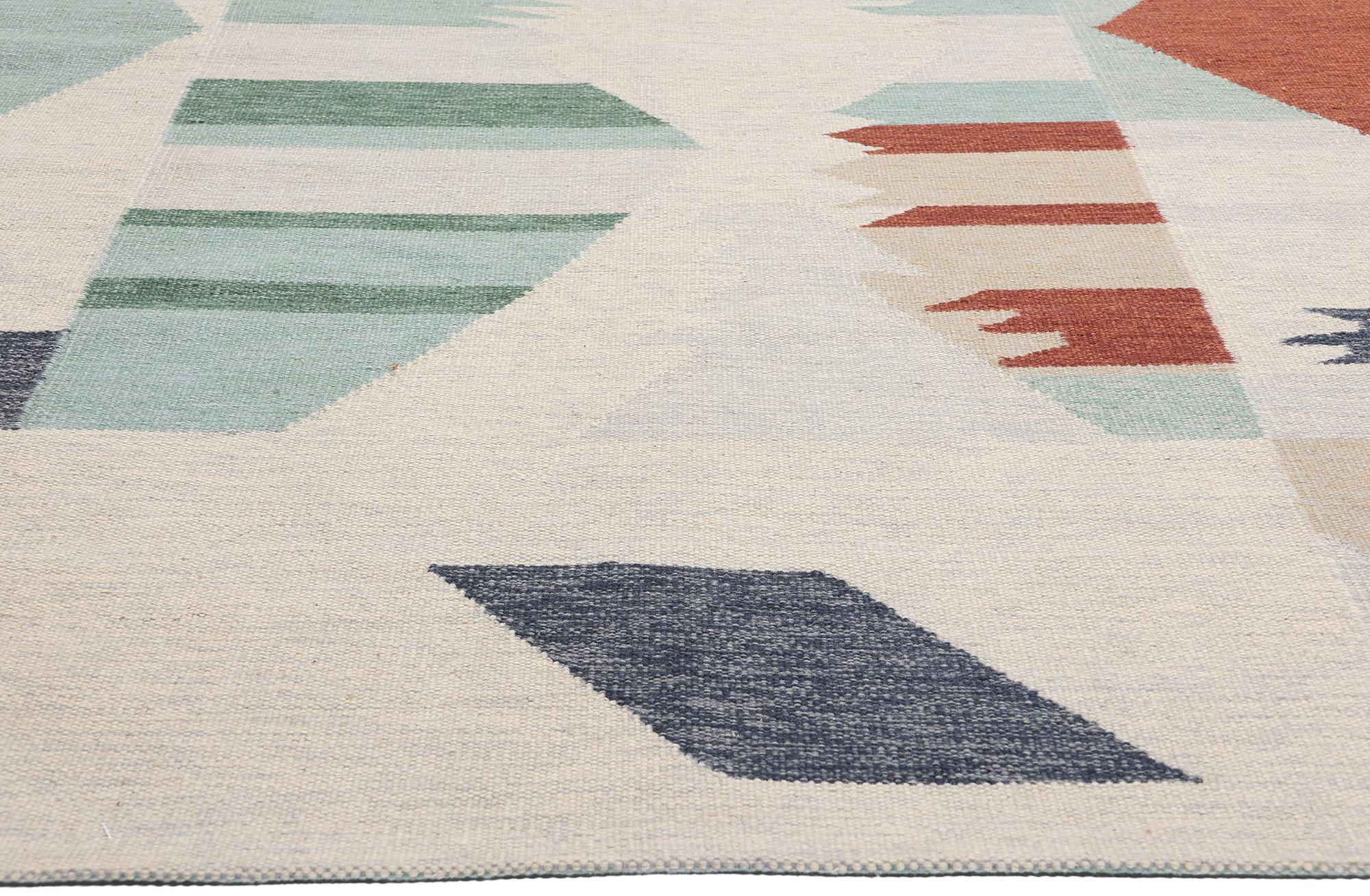 Indian New Contemporary Scandinavian Swedish Inspired Kilim Rug, 09'00 x 12'00 For Sale