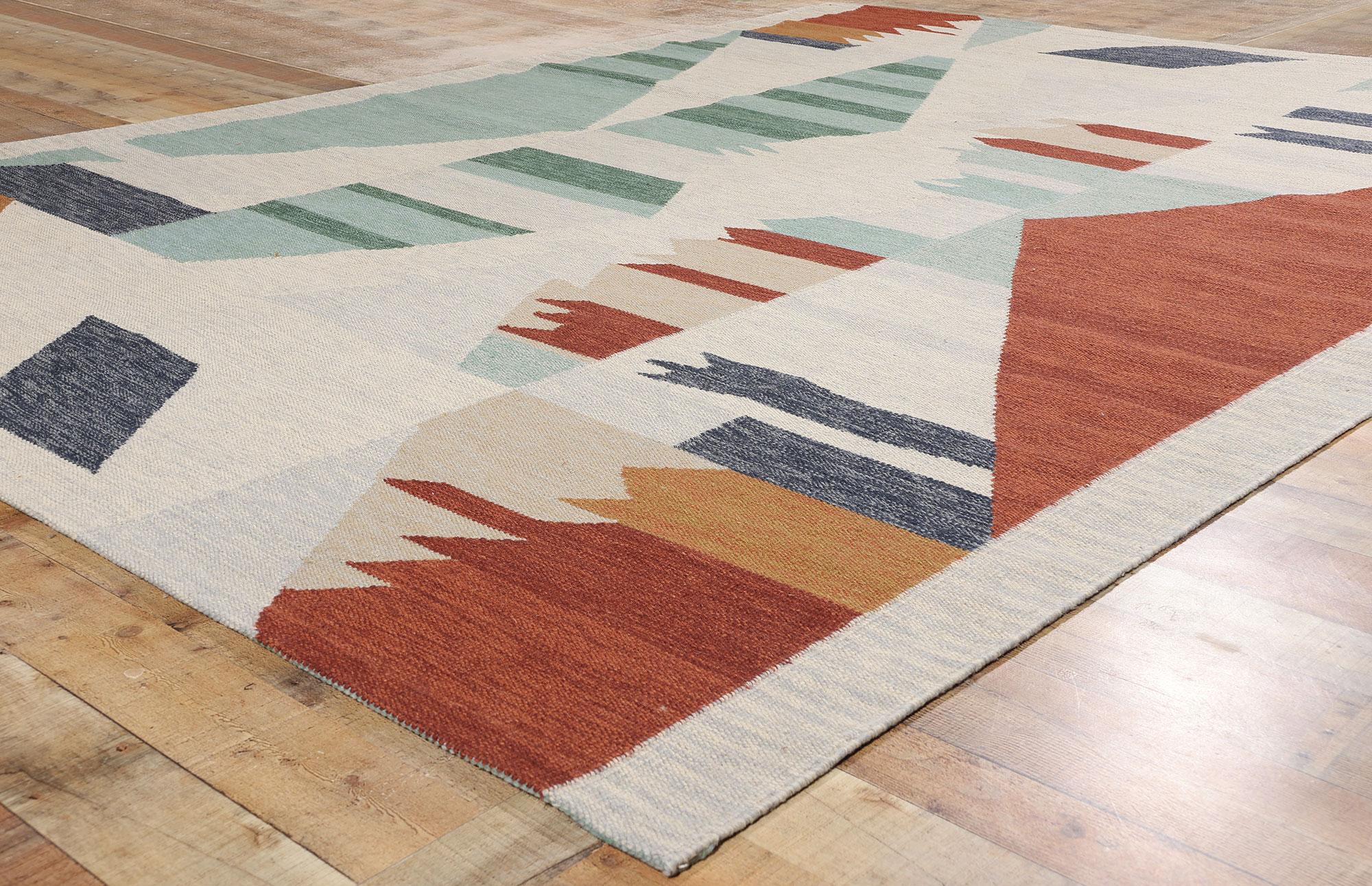 Wool New Contemporary Scandinavian Swedish Inspired Kilim Rug, 09'00 x 12'00 For Sale