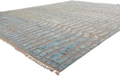 New Contemporary Sculpted Waves Moroccan Carpet with Modern Style