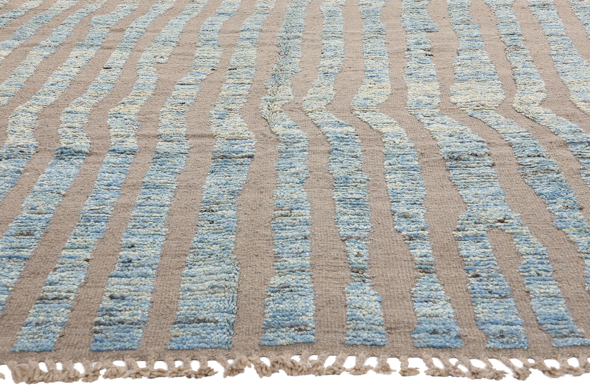 New Contemporary Sculpted Waves Marokkanischer Teppich mit Modernem Stil (Handgeknüpft) im Angebot