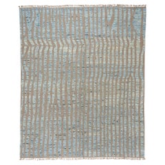 New Contemporary Sculpted Waves Moroccan Carpet with Modern Style