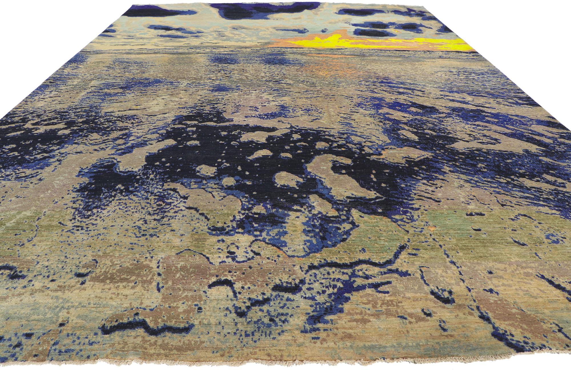 Modern New Contemporary Seascape Pictorial Rug Inspired by Claude Monet For Sale