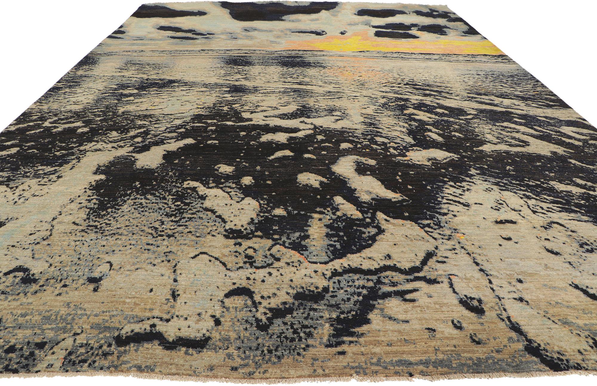 Zeitgenössischer, malerischer Meereslandschafts-Teppich, inspiriert von Claude Monet (Moderne) im Angebot