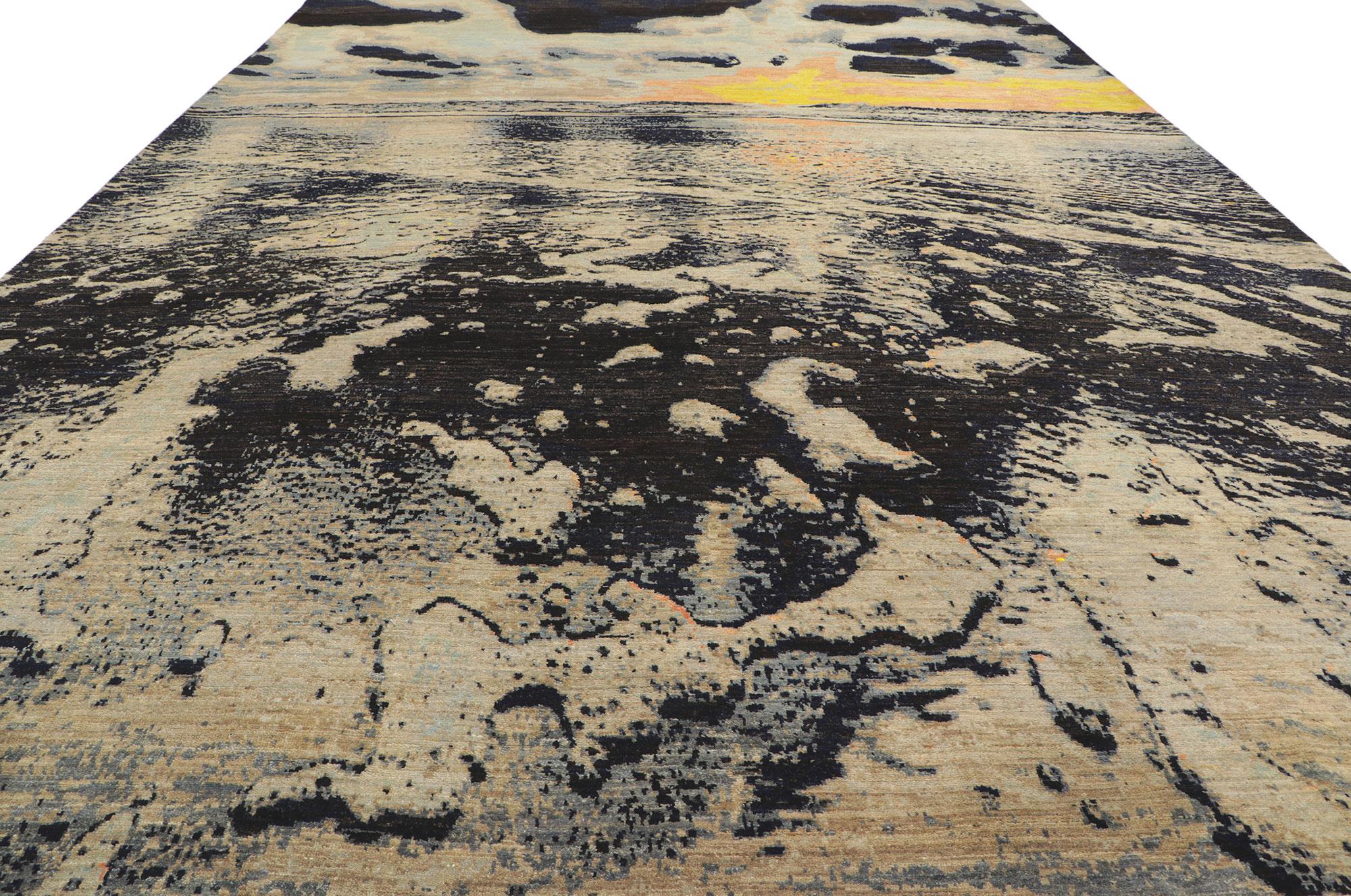 Zeitgenössischer, malerischer Meereslandschafts-Teppich, inspiriert von Claude Monet (Pakistanisch) im Angebot